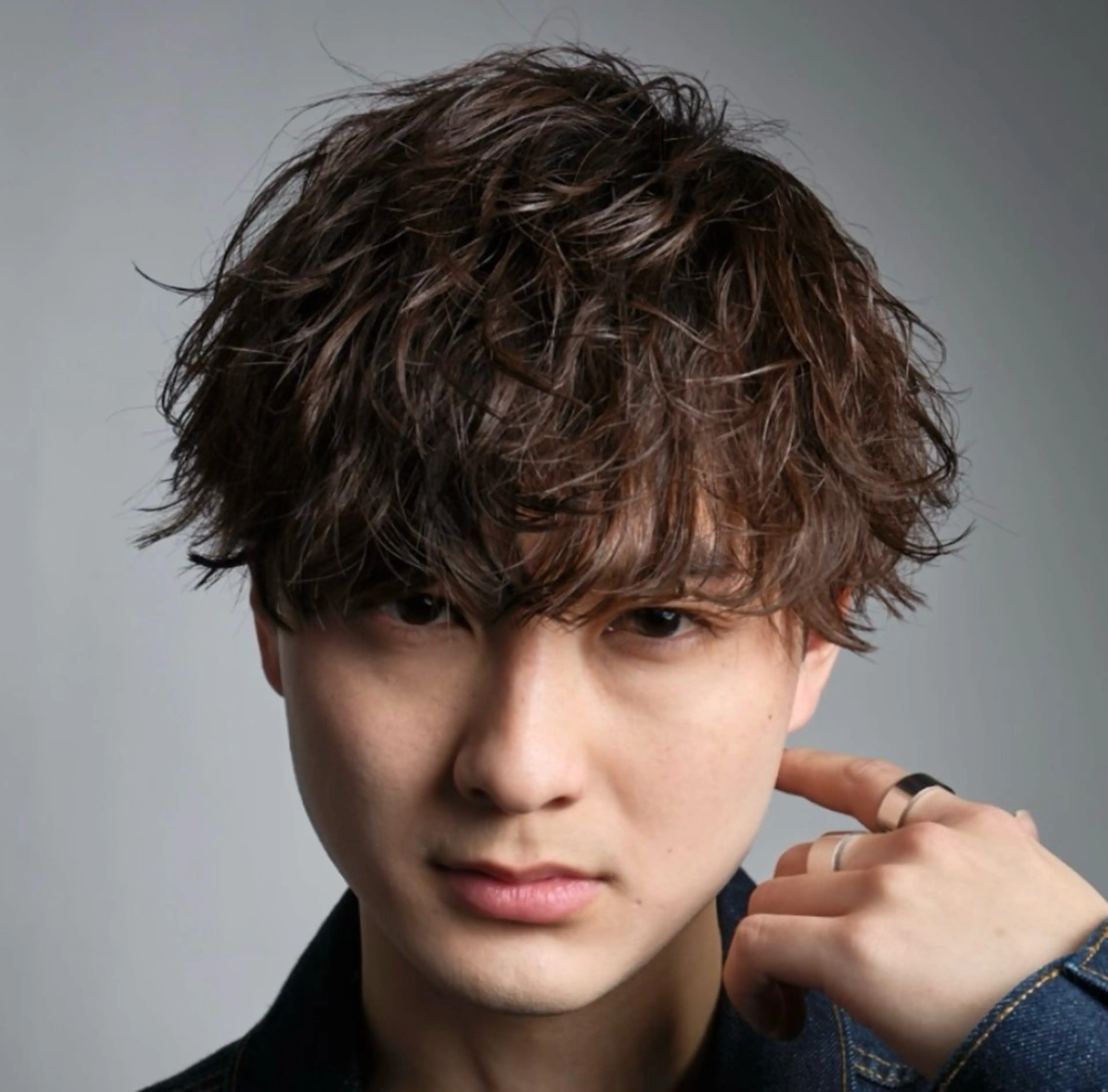 ミディアム パーマ メンズ カット パーマ かずき 💈毛流れ💈のヘアスタイル