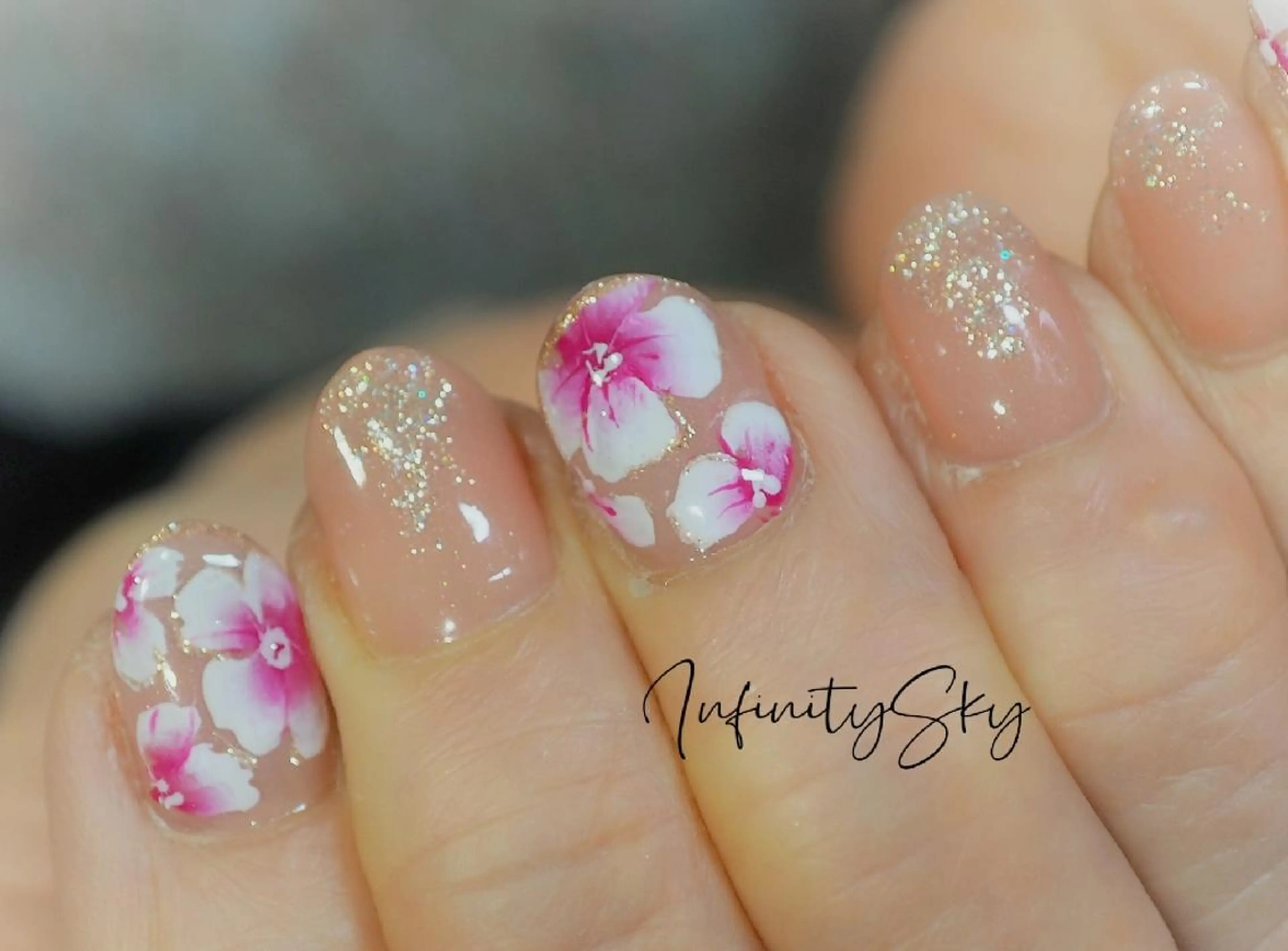 ネイル 入学式 フラワーネイル 卒業式 ハンドネイル infinity skyのネイルデザイン