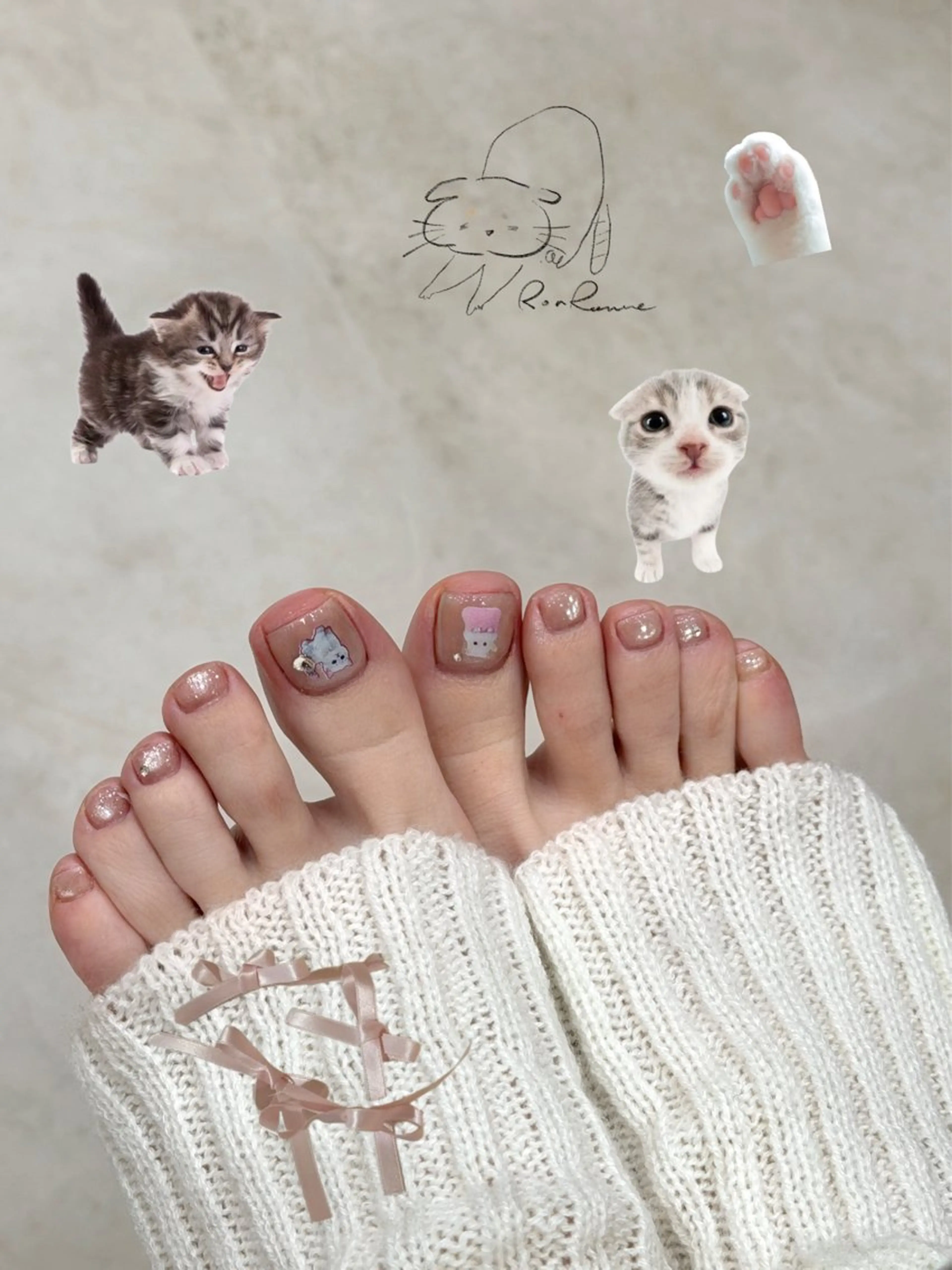 ネイル オーロラネイル 長さ出し フレンチネイル ジェルネイル ミラーネイル フットネイル Cho Artネイル所属・ronronne .のネイルデザイン