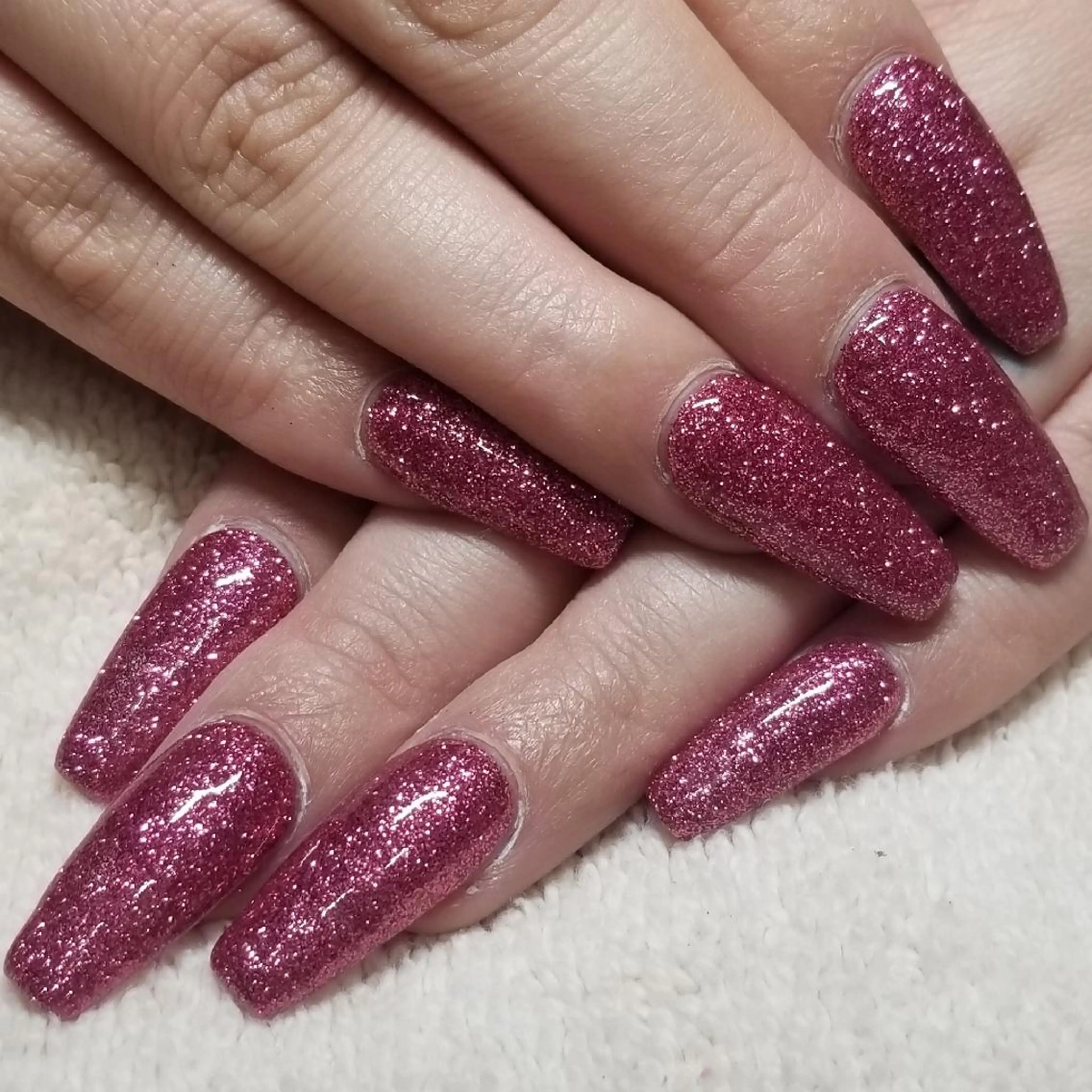 ネイル ラメ(グリッター) ワンカラーネイル ピンク バレンタイン ハンドネイル よしだ ひろきのネイルデザイン