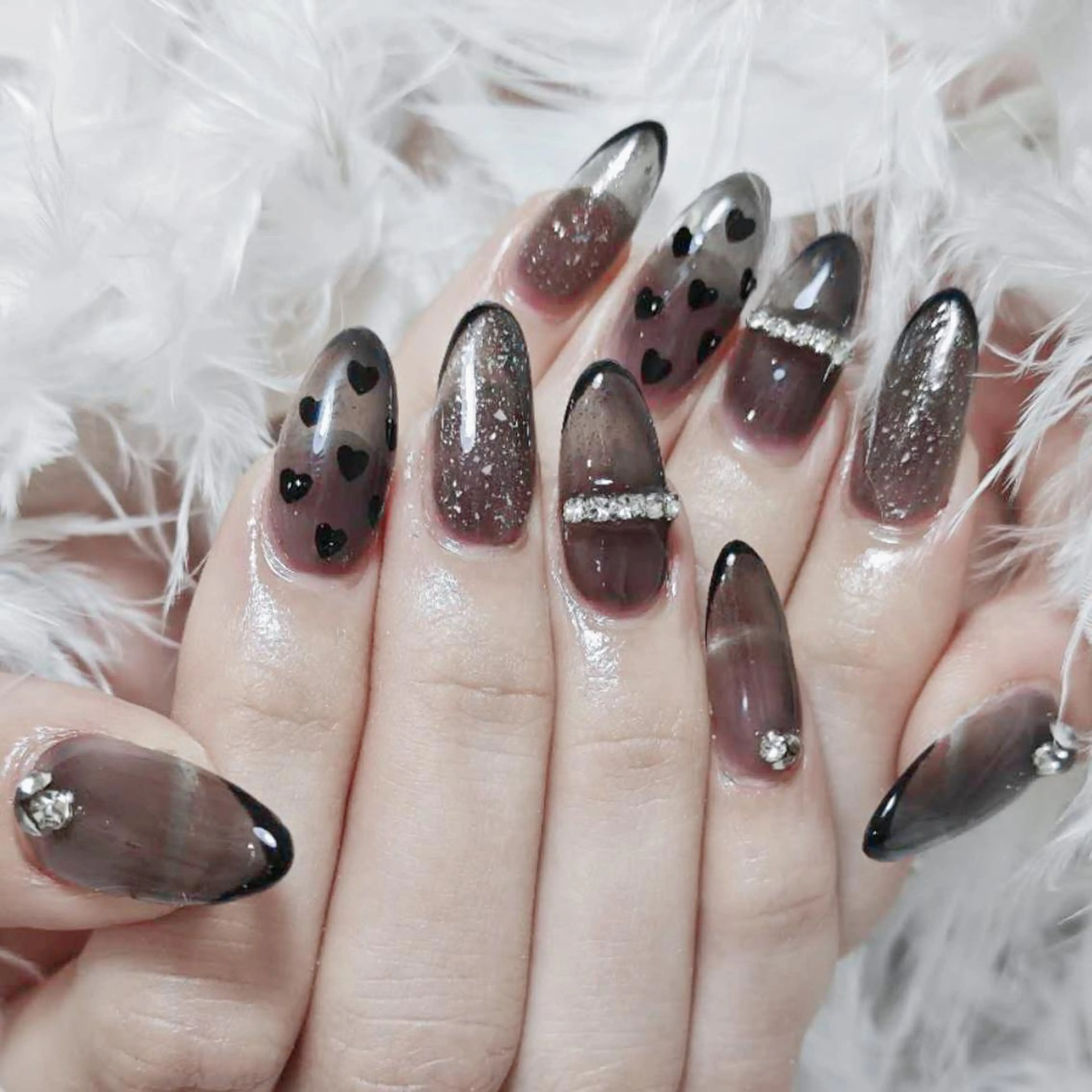 ネイル アートネイル オーロラネイル ガーリー キラキラネイル マグネットネイル ハンドネイル Diamond NAIL💝のネイルデザイン