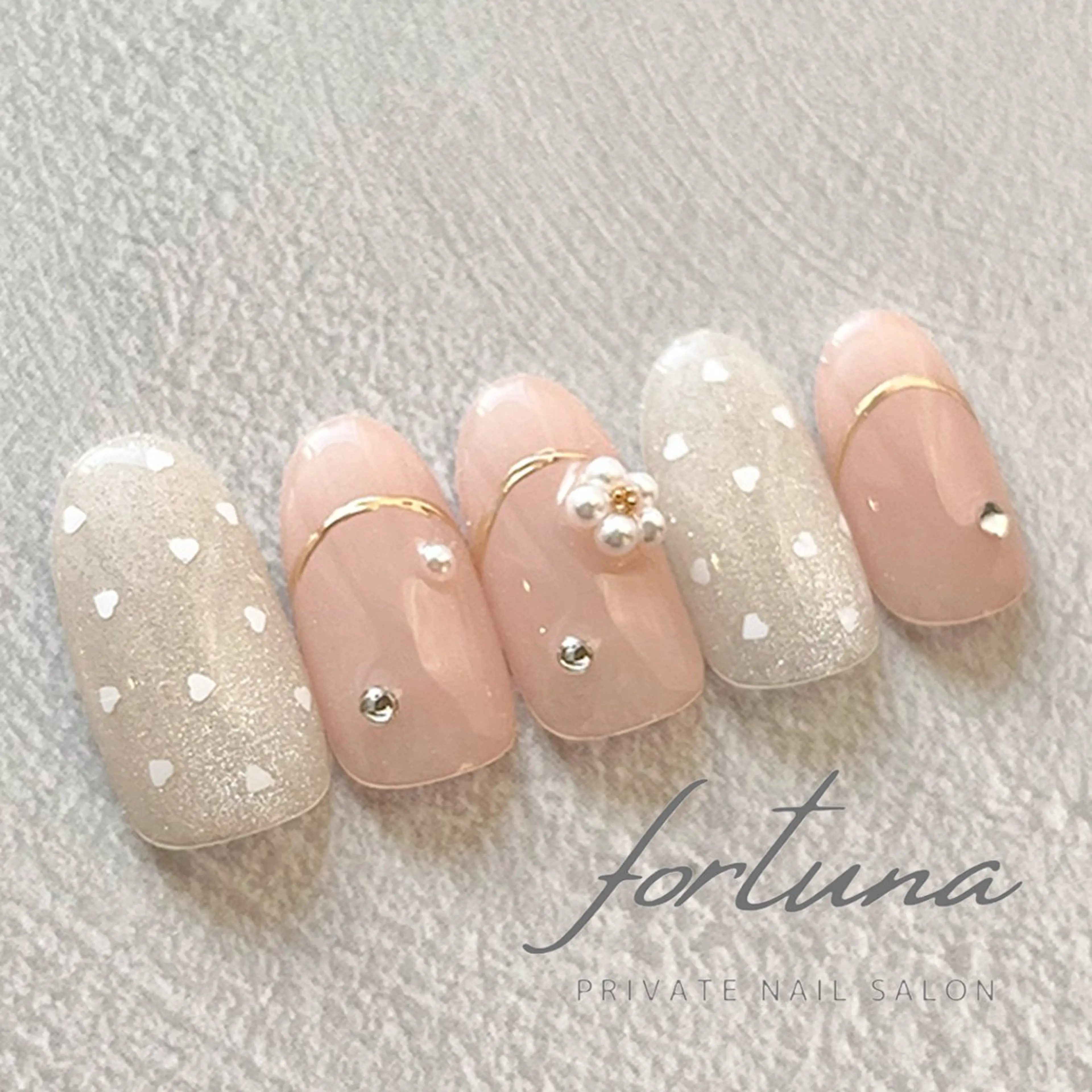 ネイル フラワーネイル ジェルネイル ハート パラジェル ハンドネイル fortuna 武藤裕美のネイルデザイン