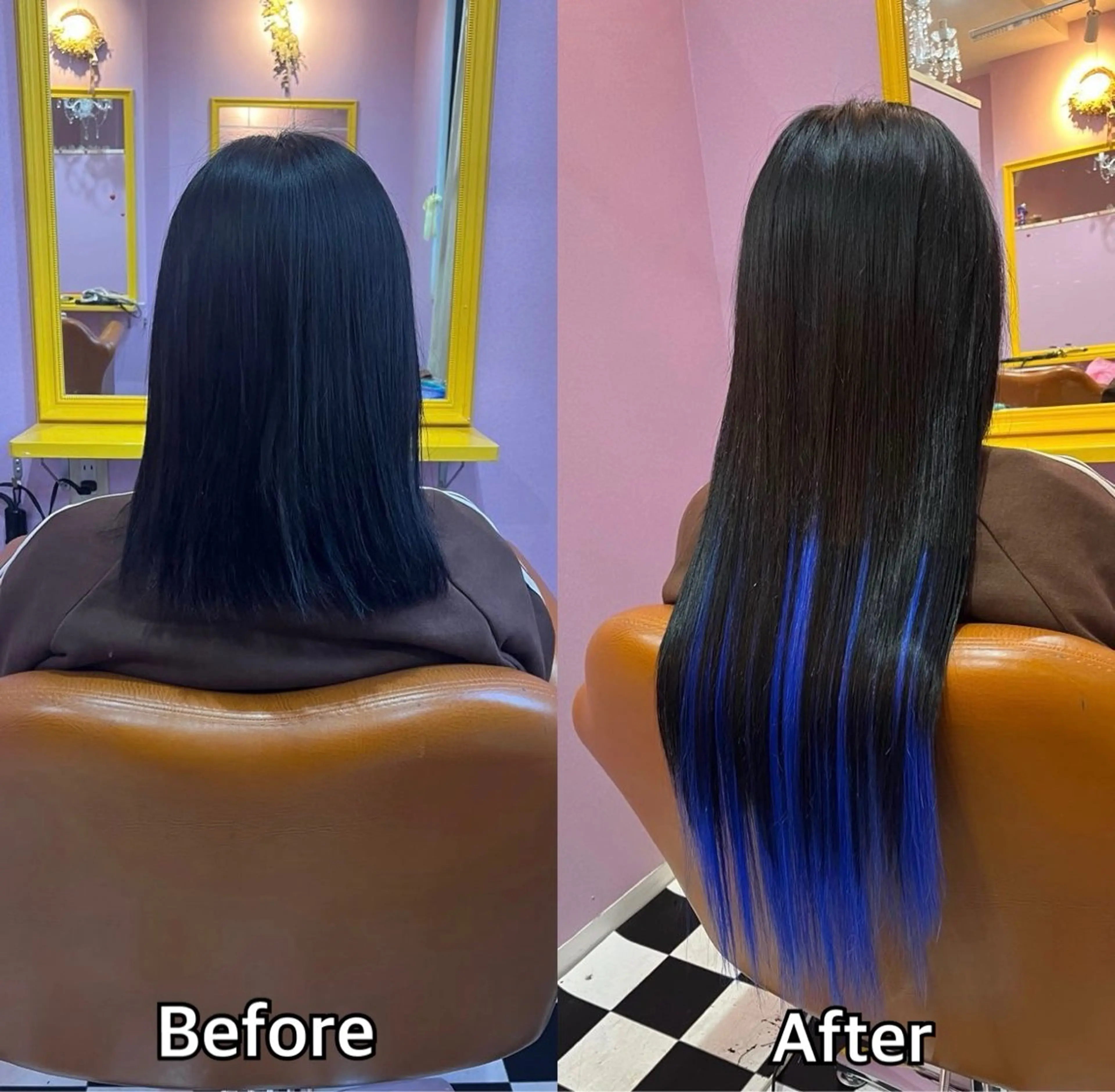 ロング シール＋ちび編み込み エクステ梅田🐨のヘアスタイル