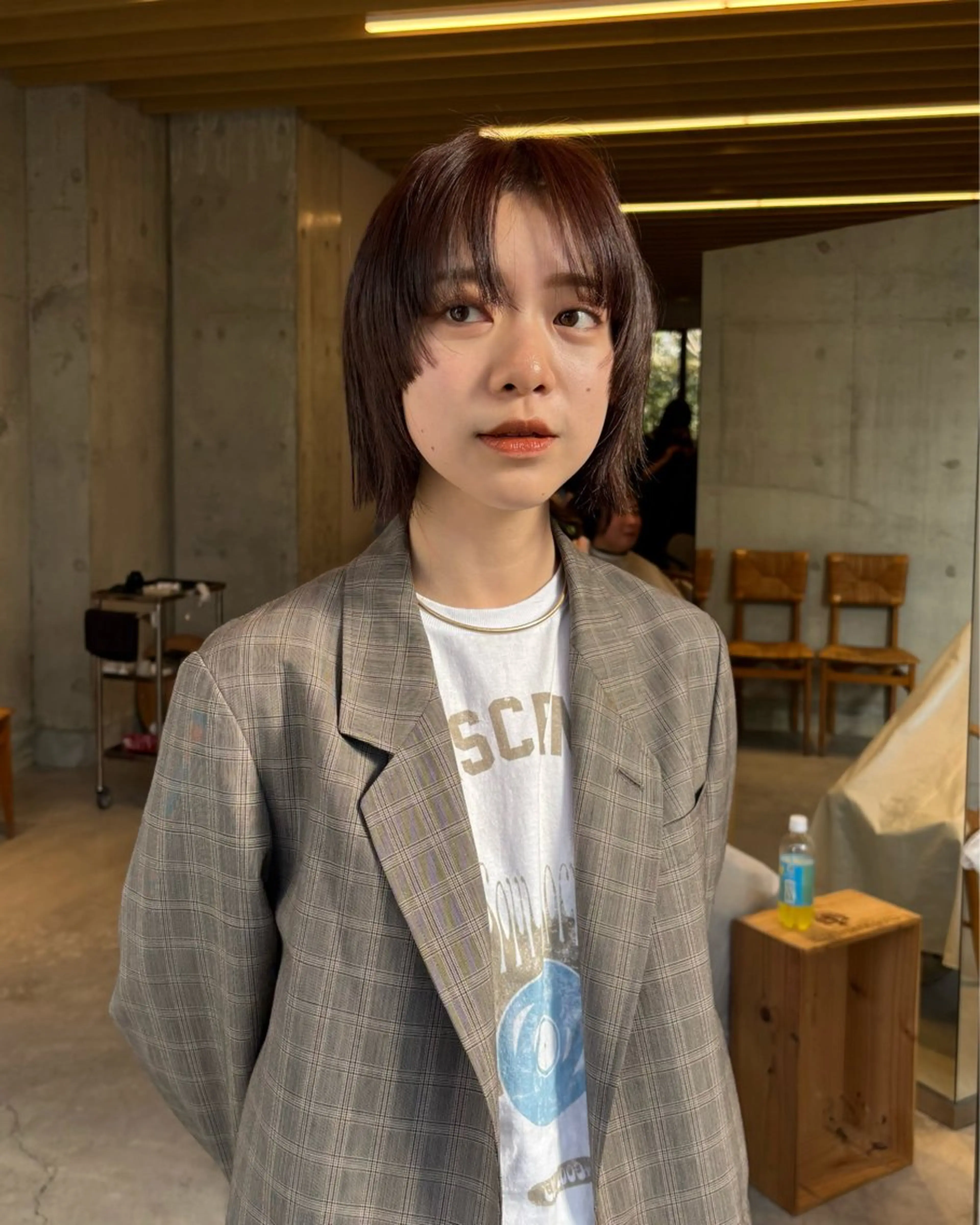 ショート カラー ボブレイヤー アッシュ アッシュブラウン ベージュカラー ブラウンカラー living所属・艶感カラー/レイヤー /chihanaのヘアスタイル