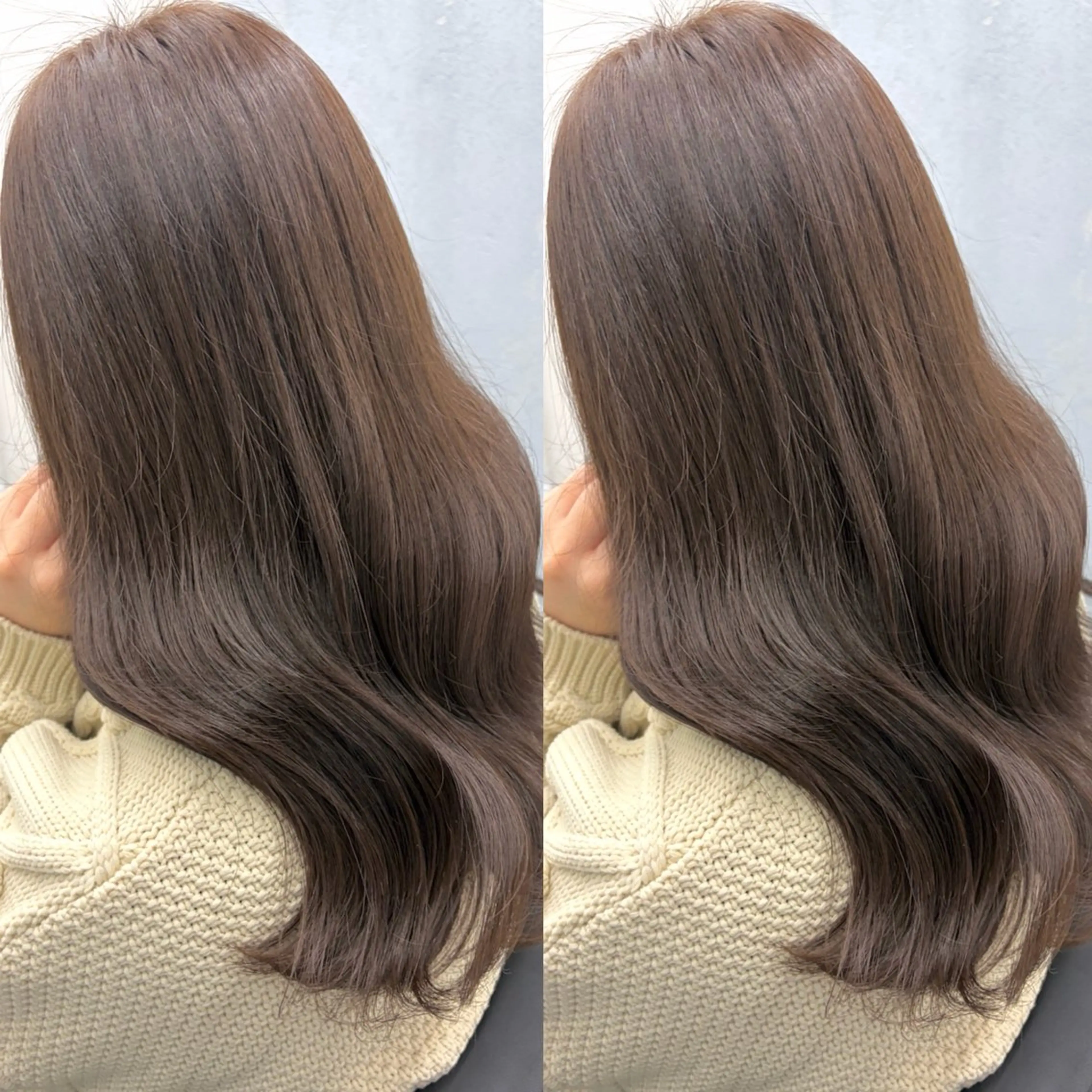 セミロング カット ヘアカラー トリートメント 透明感カラー🪿🤍 顔まわりカットのヘアスタイル