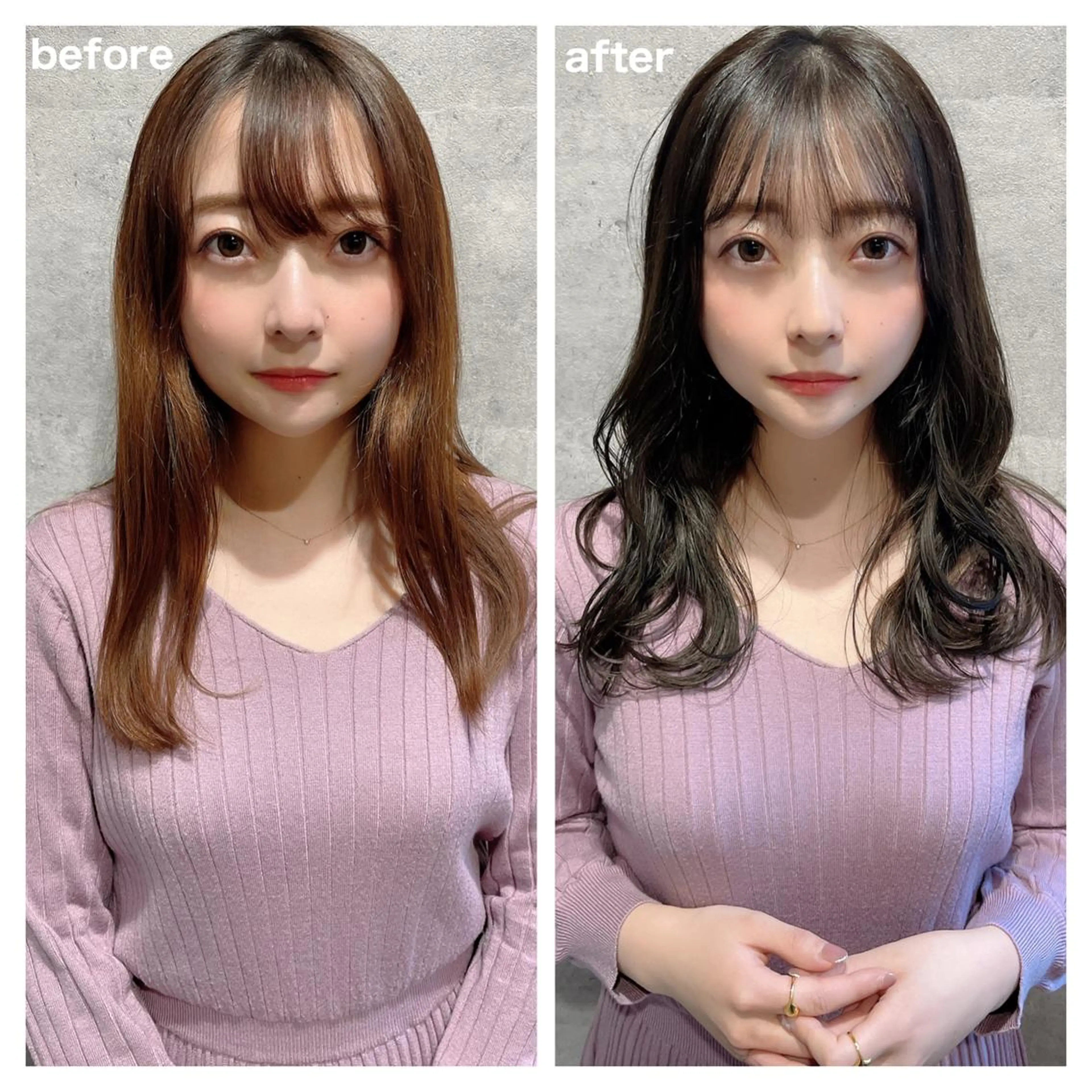 ミディアム カラー ヘアアレンジ 顔周りカット/髪質改 善/新宿/畑中稔里のヘアスタイル