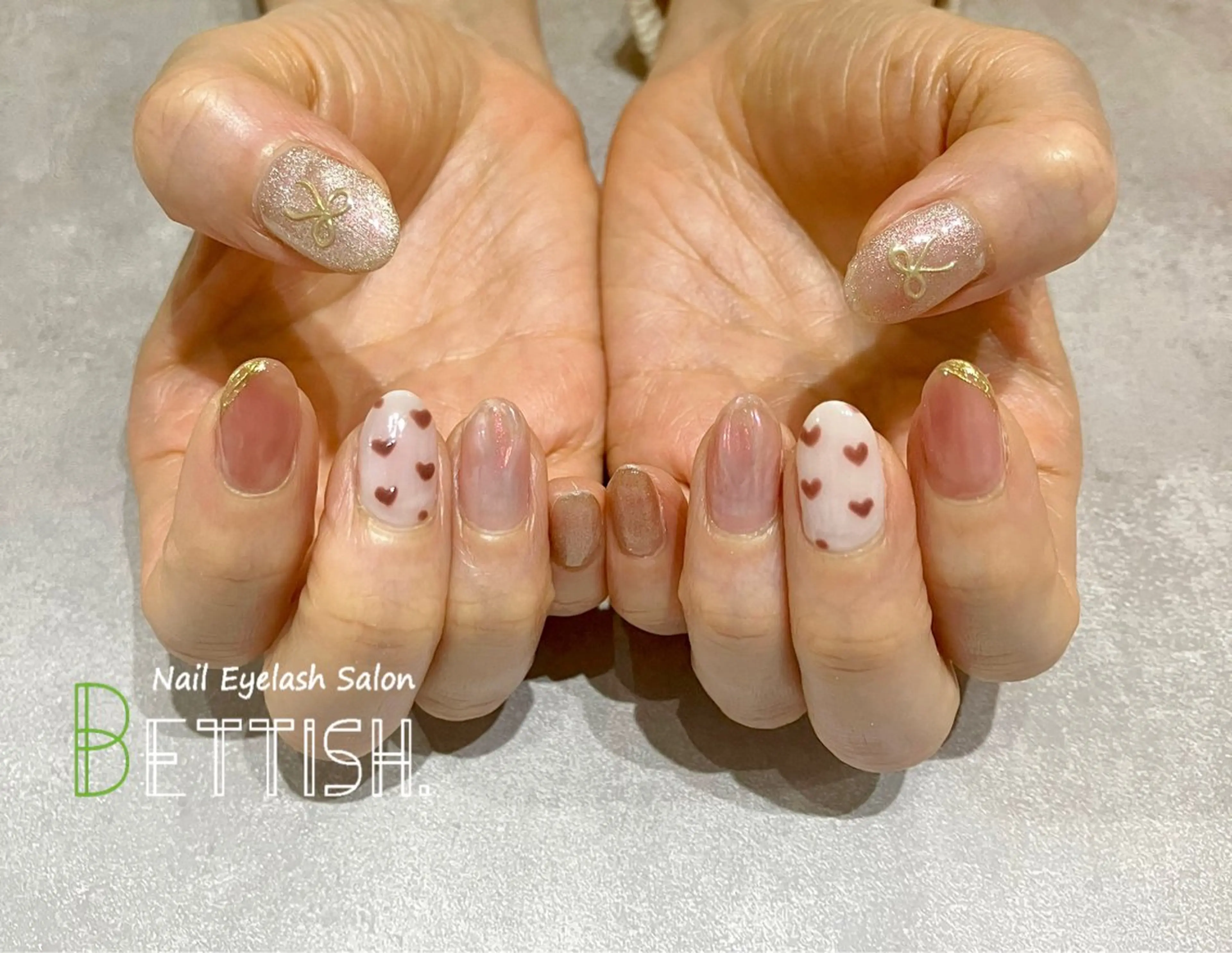 ネイル ハート リボン ハンドネイル BETTISH. KUMIKO☺︎︎のネイルデザイン