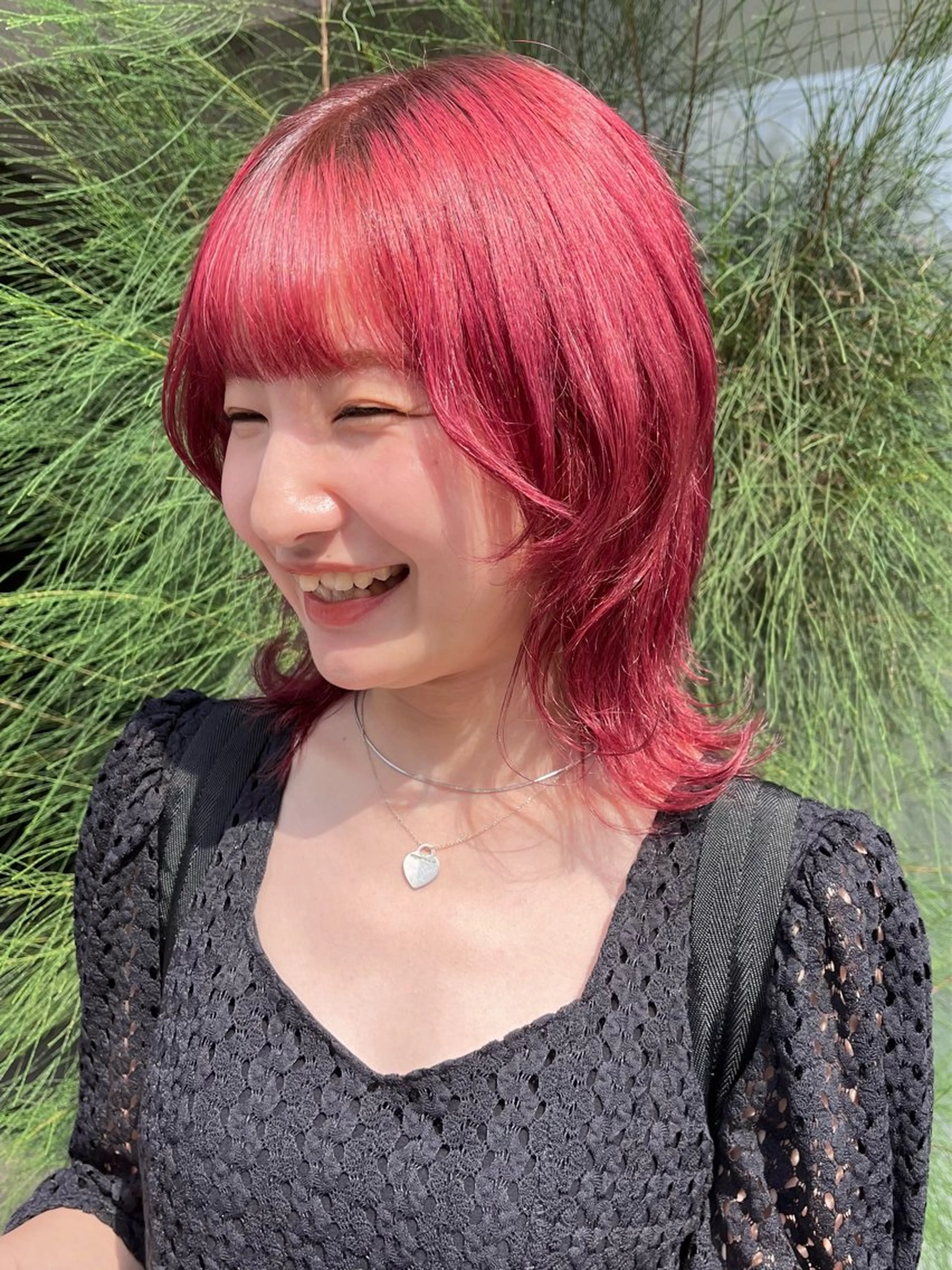 ミディアム カラー ヘアアレンジ ブリーチ ボルドーカラー ダブルカラー 韓国風カラー ブリーチなしカラー ヘアカラー mai🤍縮毛酸性ス トレート/アイリストのヘアスタイル