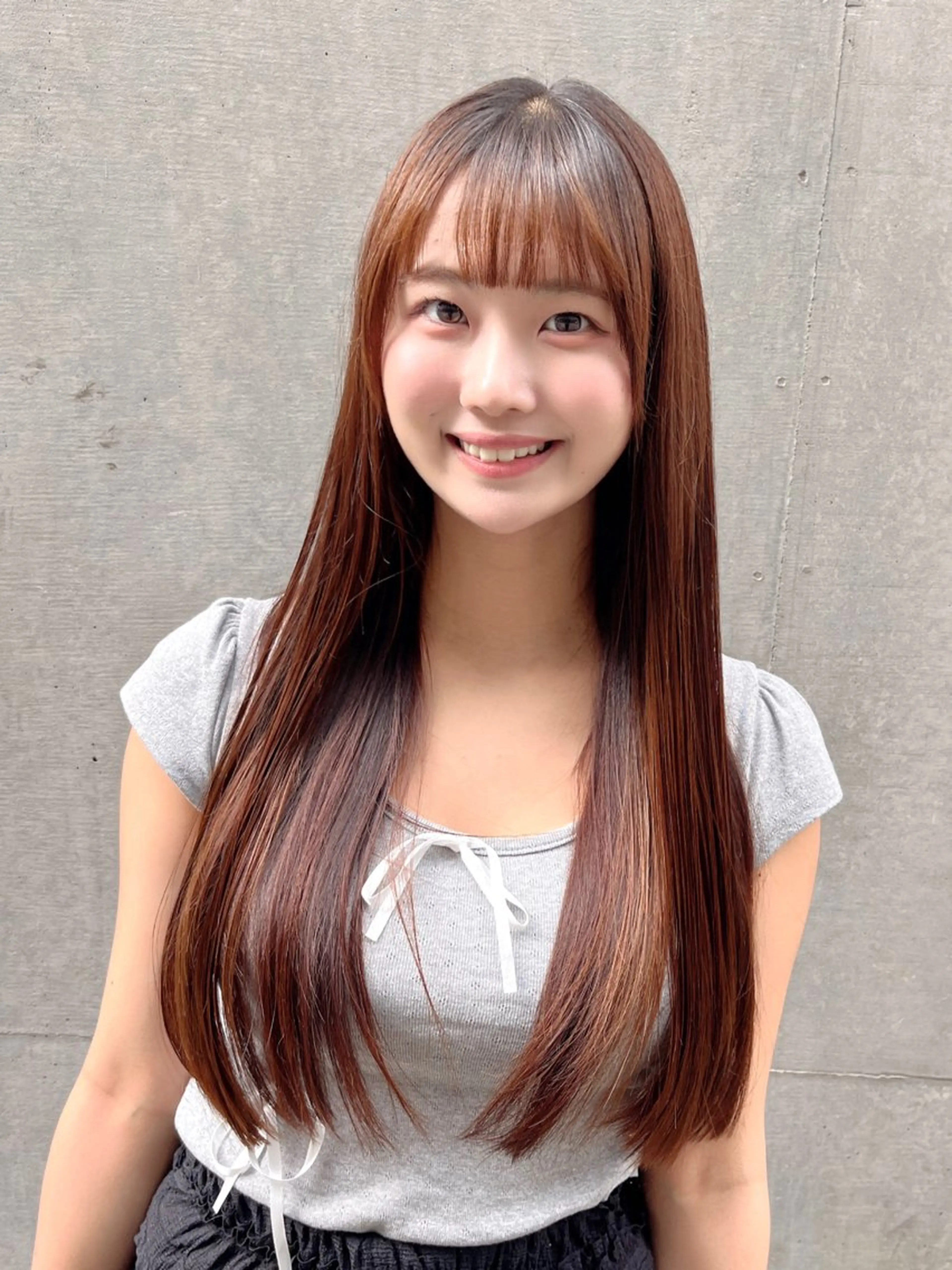 ロング 学生 酸性ストレート 縮毛矯正 トリートメント レスピア銀座中央通り店所属・酸性ストレート/ 透明感カラー/中村利のヘアスタイル