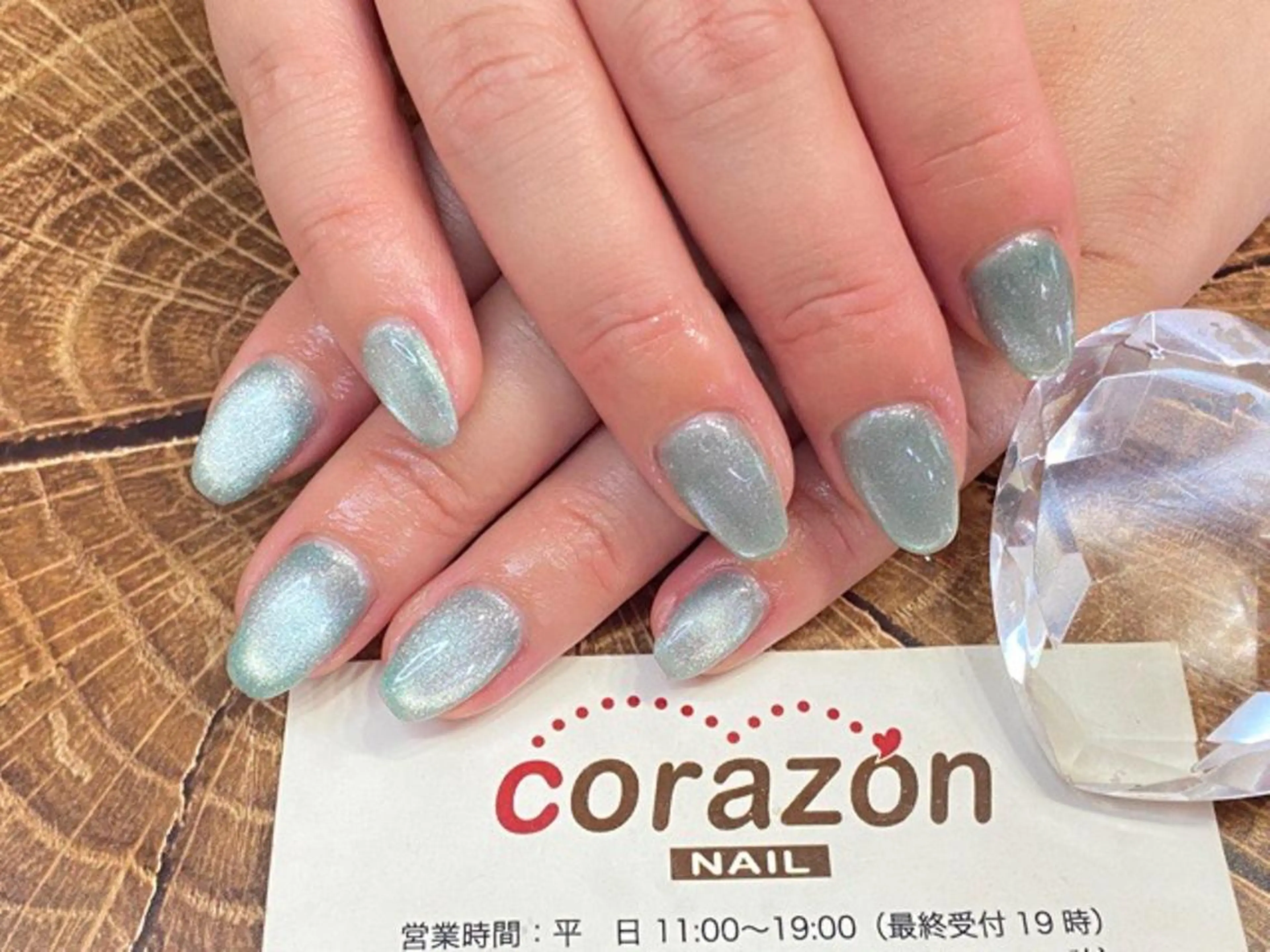 ネイル ジェルネイル 水色 マグネットネイル ワンカラーネイル ハンドネイル corazon所属・ネイリスト aicoのネイルデザイン