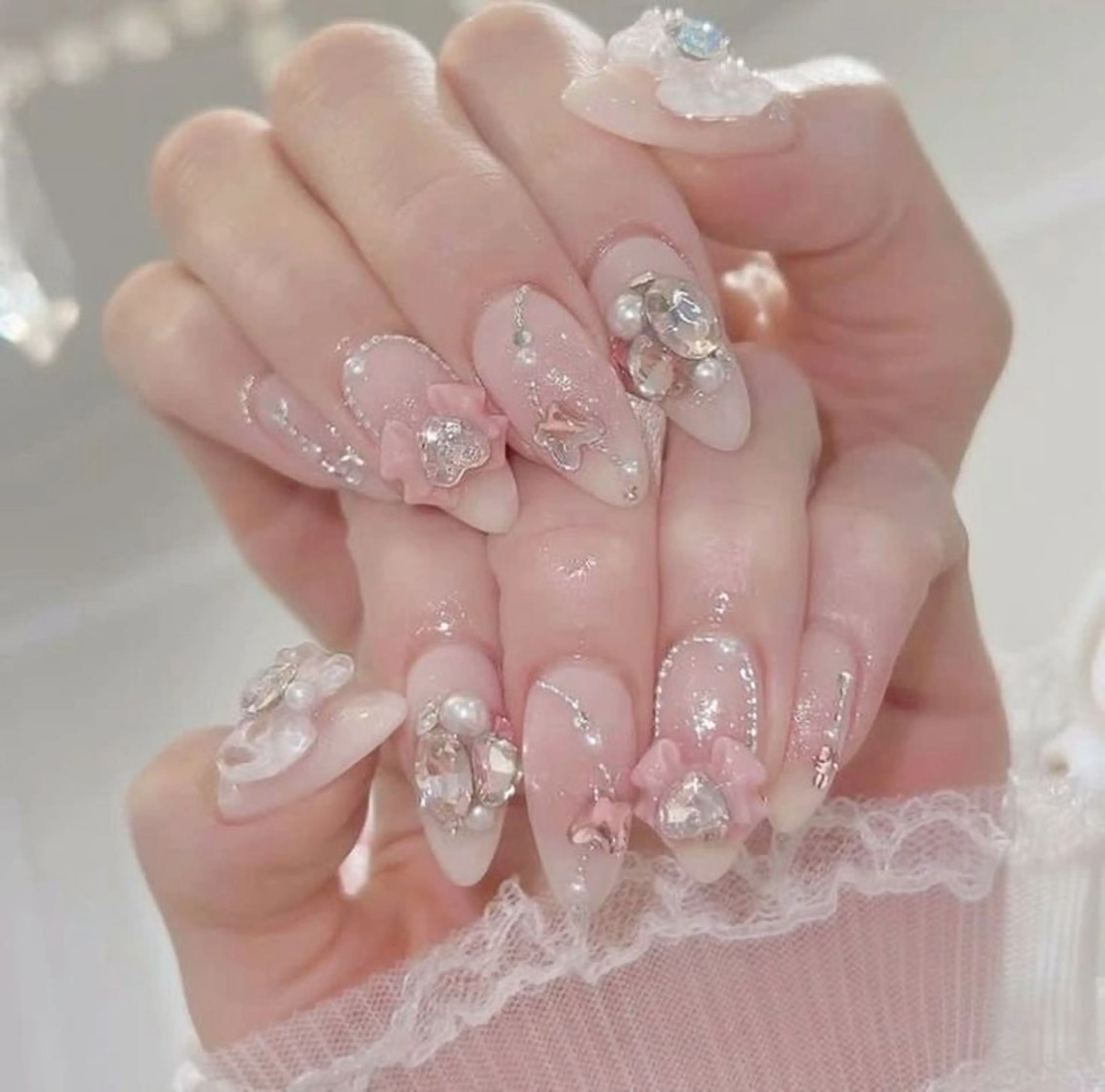 ネイル 長さ出し フレンチネイル グラデーション 卒業式 マグネットネイル ハンドネイル MIHANA NAILのネイルデザイン