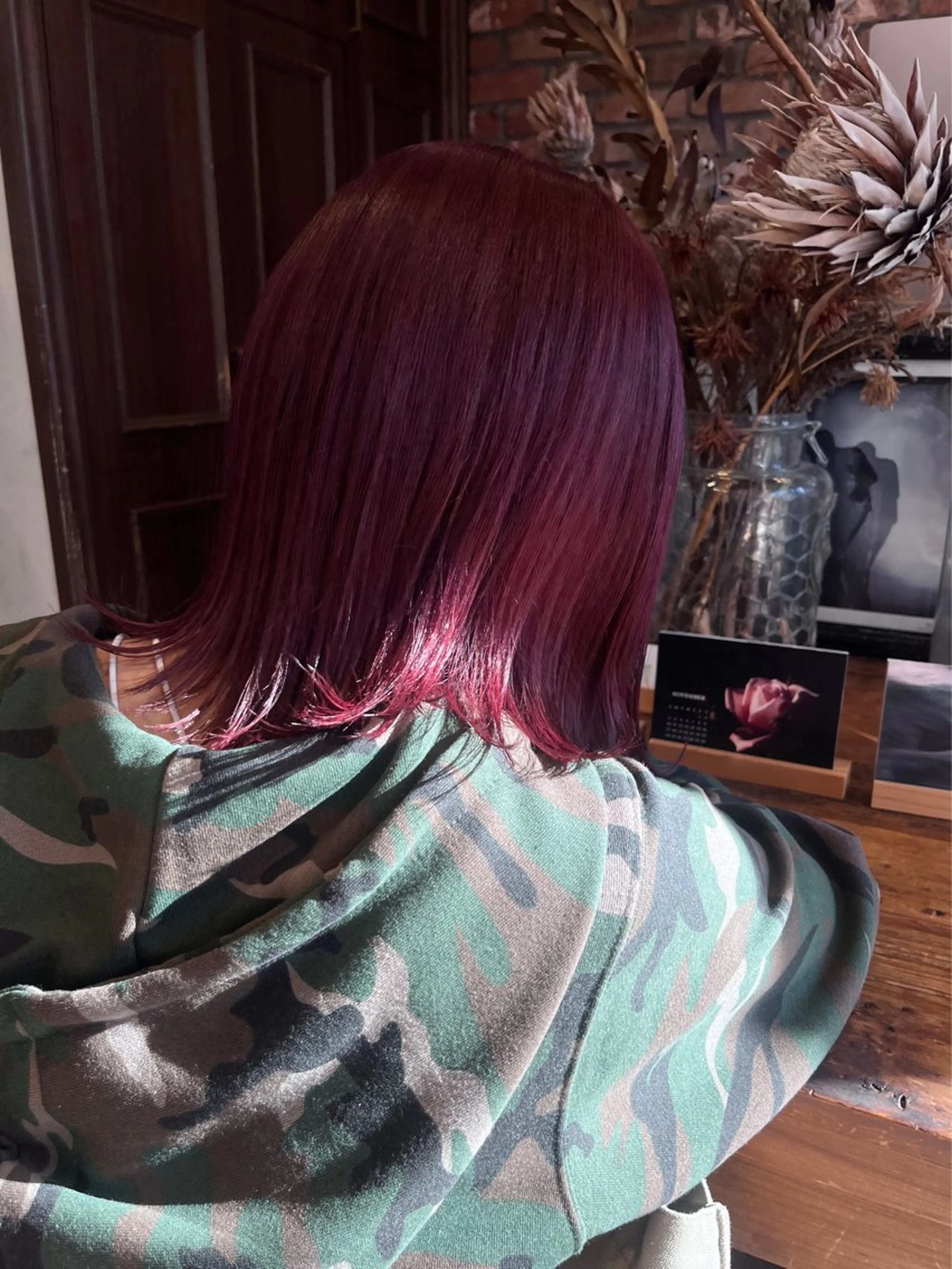 ミディアム カラー ブラウンカラー ピンクカラー ピンクブラウン ヘアカラー Vicky オリーブ メンズカジュアルのヘアスタイル