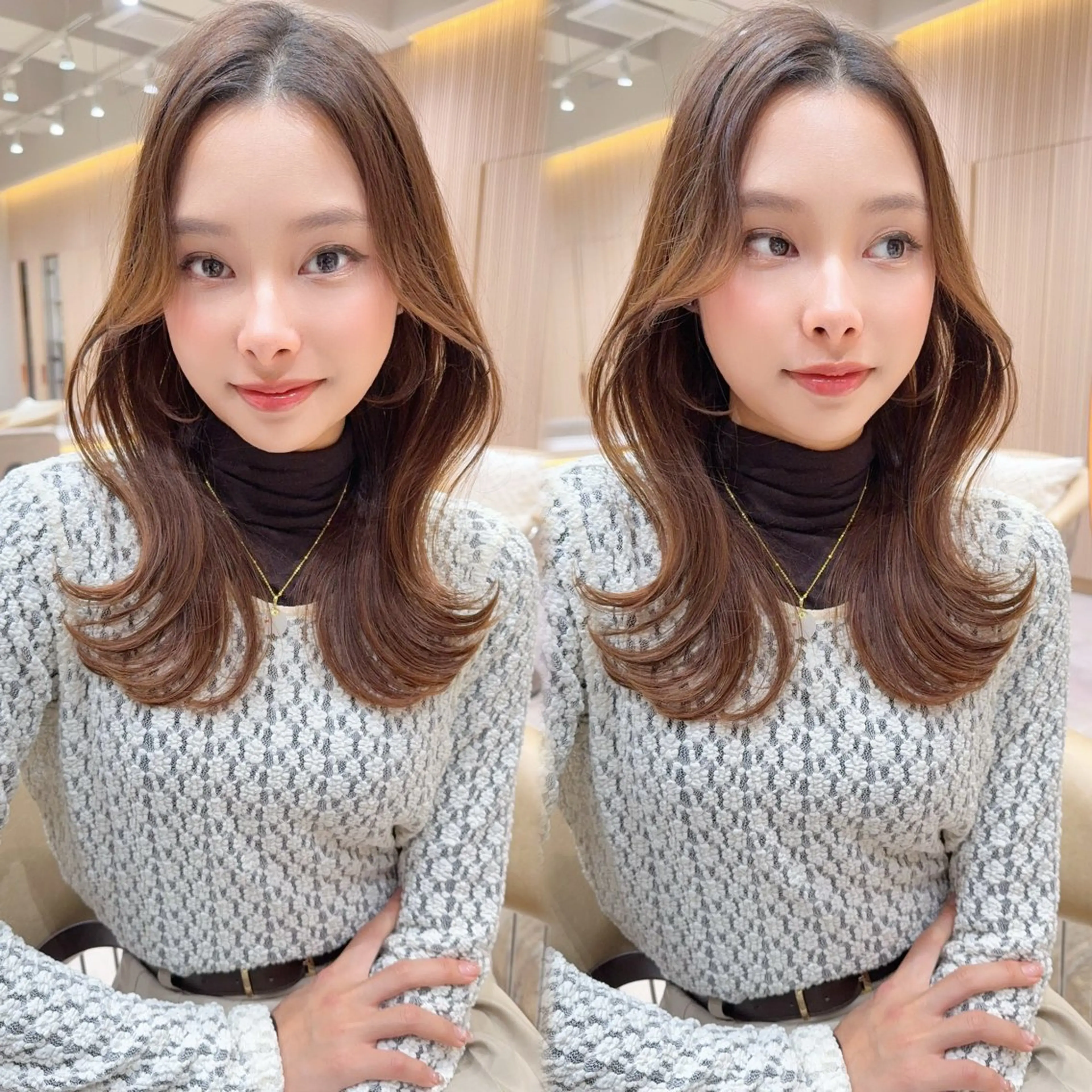 セミロング カラー カット ヘアカラー トリートメント レイヤー❣️縮毛矯正 川村利幸のヘアスタイル