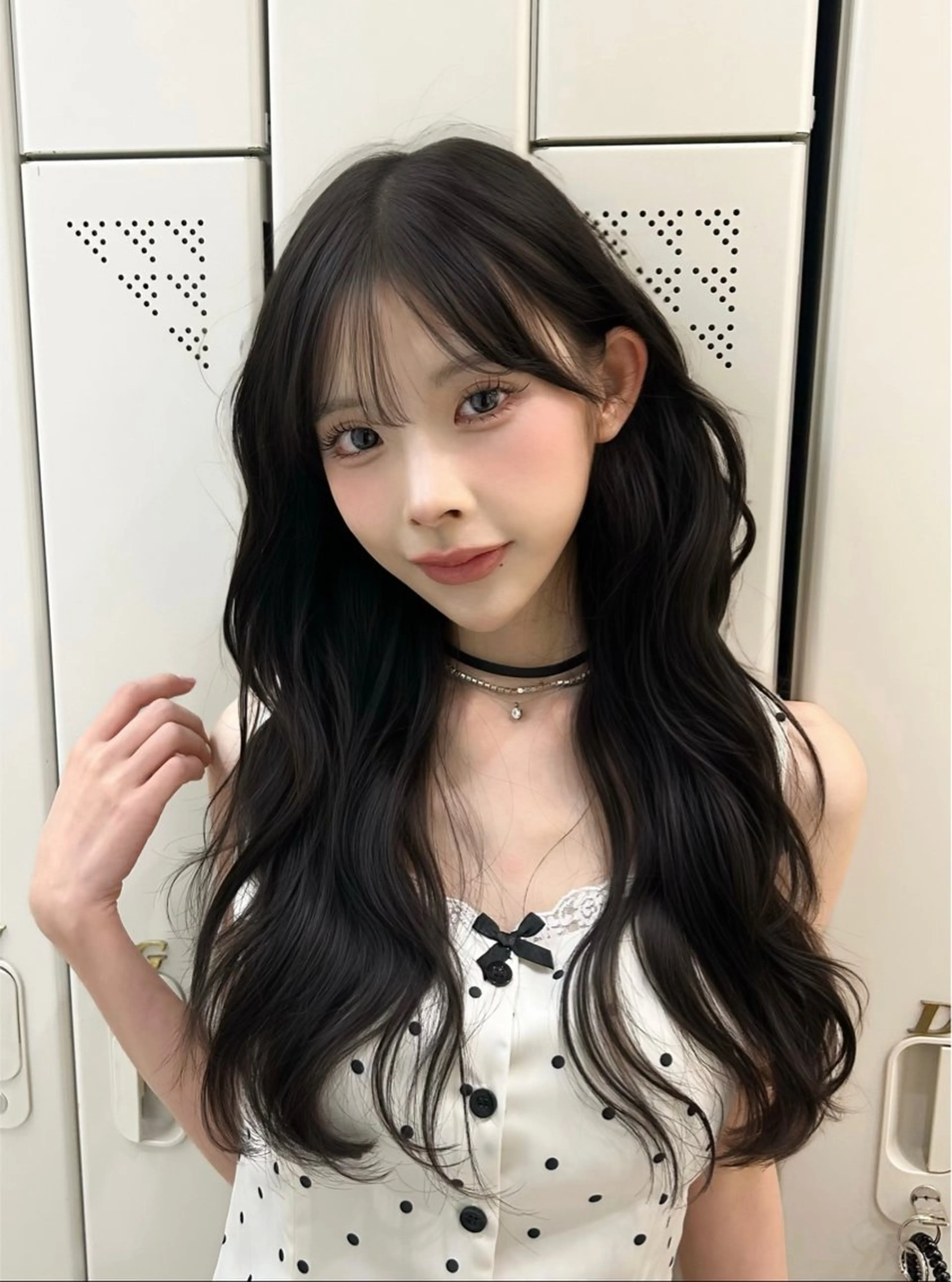 ロング カラー グレージュ カット ヘアカラー トリートメント 韓国ヘア/顔周り ヘアセット/加藤優里のヘアスタイル