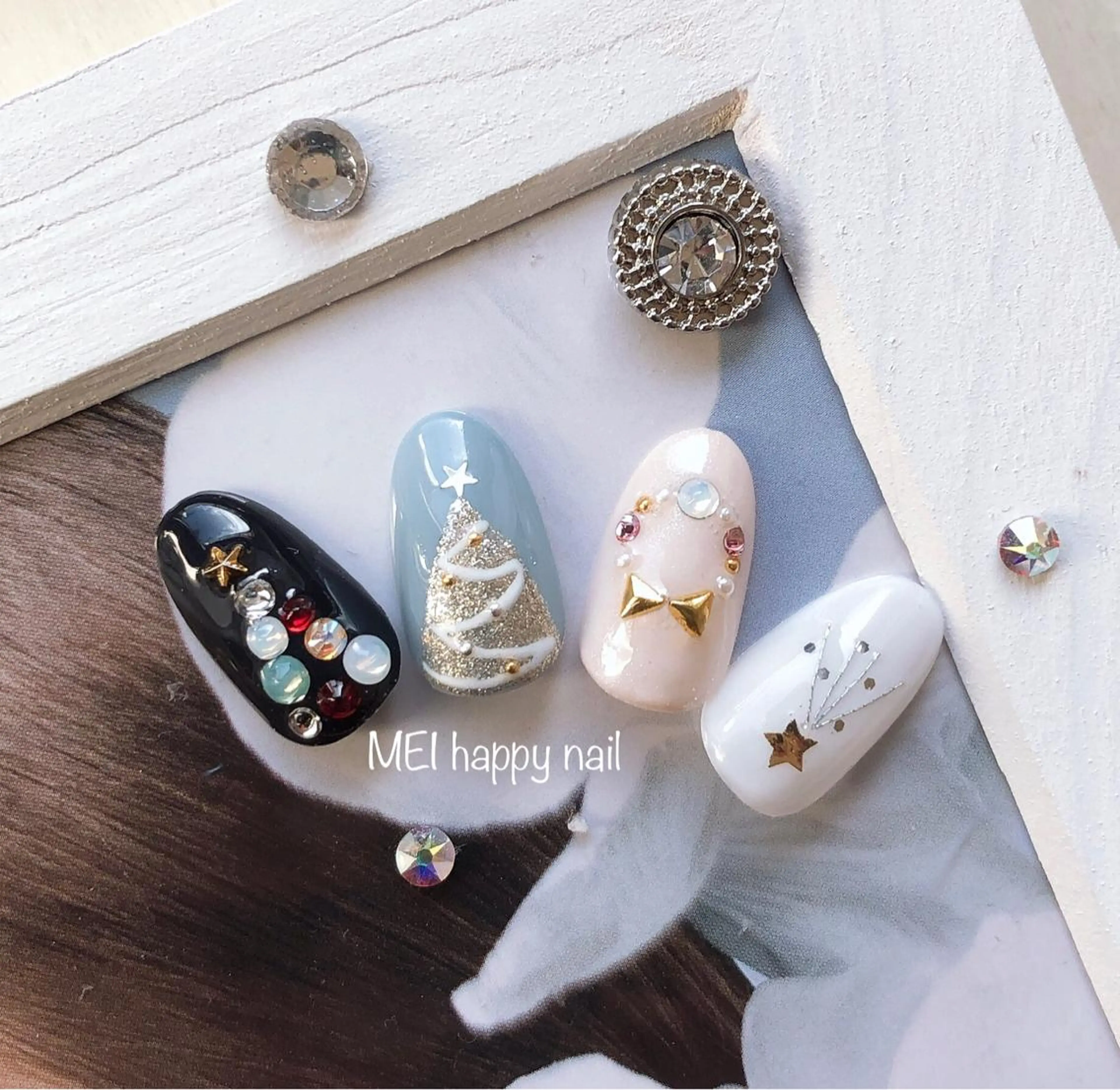 ネイル 冬ネイル クリスマス 北浦和 自爪育成ケアのネイルデザイン