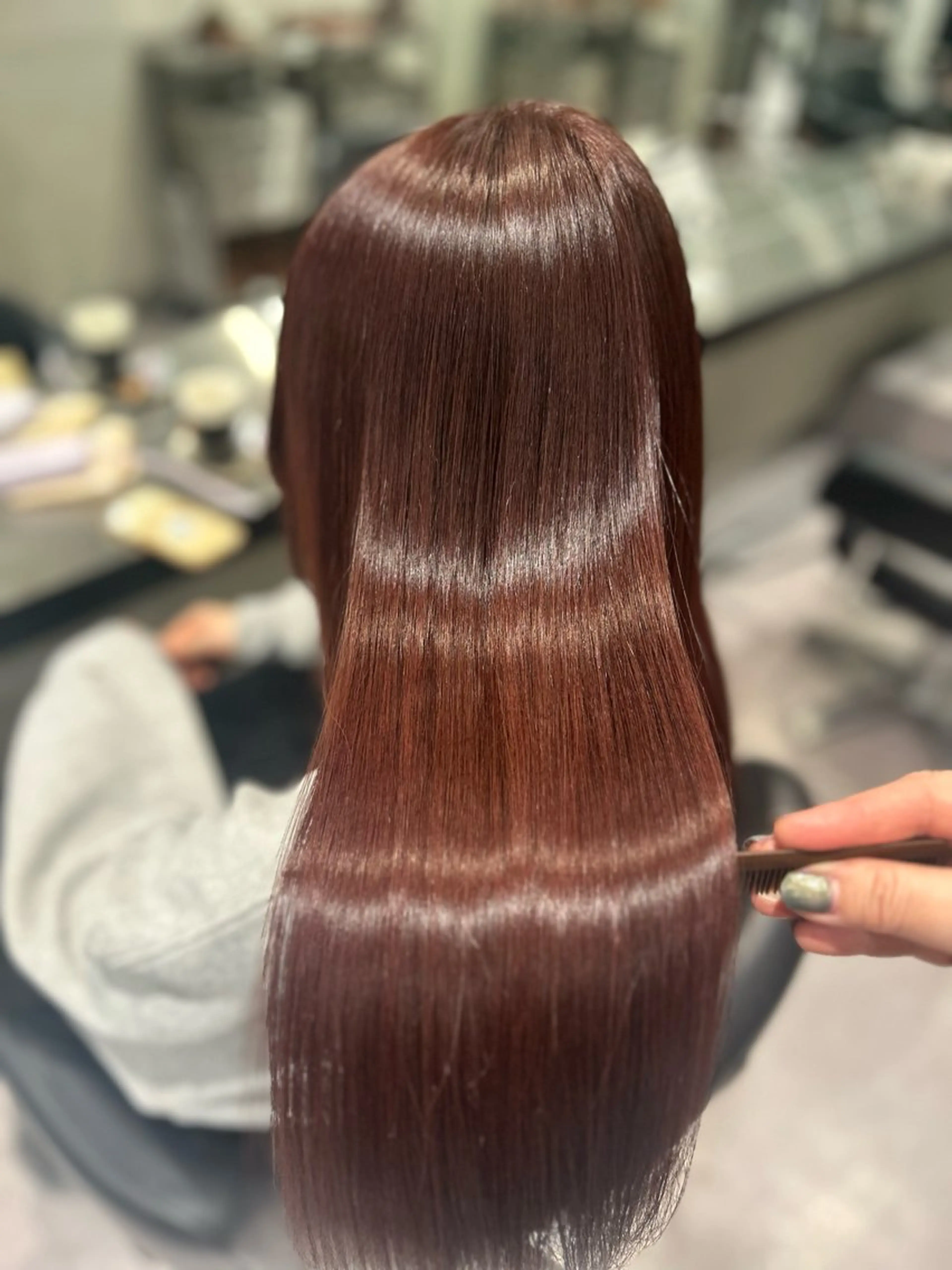 ミディアム カラー ブラウンカラー レッドカラー レッドブラウン 🌈ウルトワ水素 髪質改善naru🌈のヘアスタイル