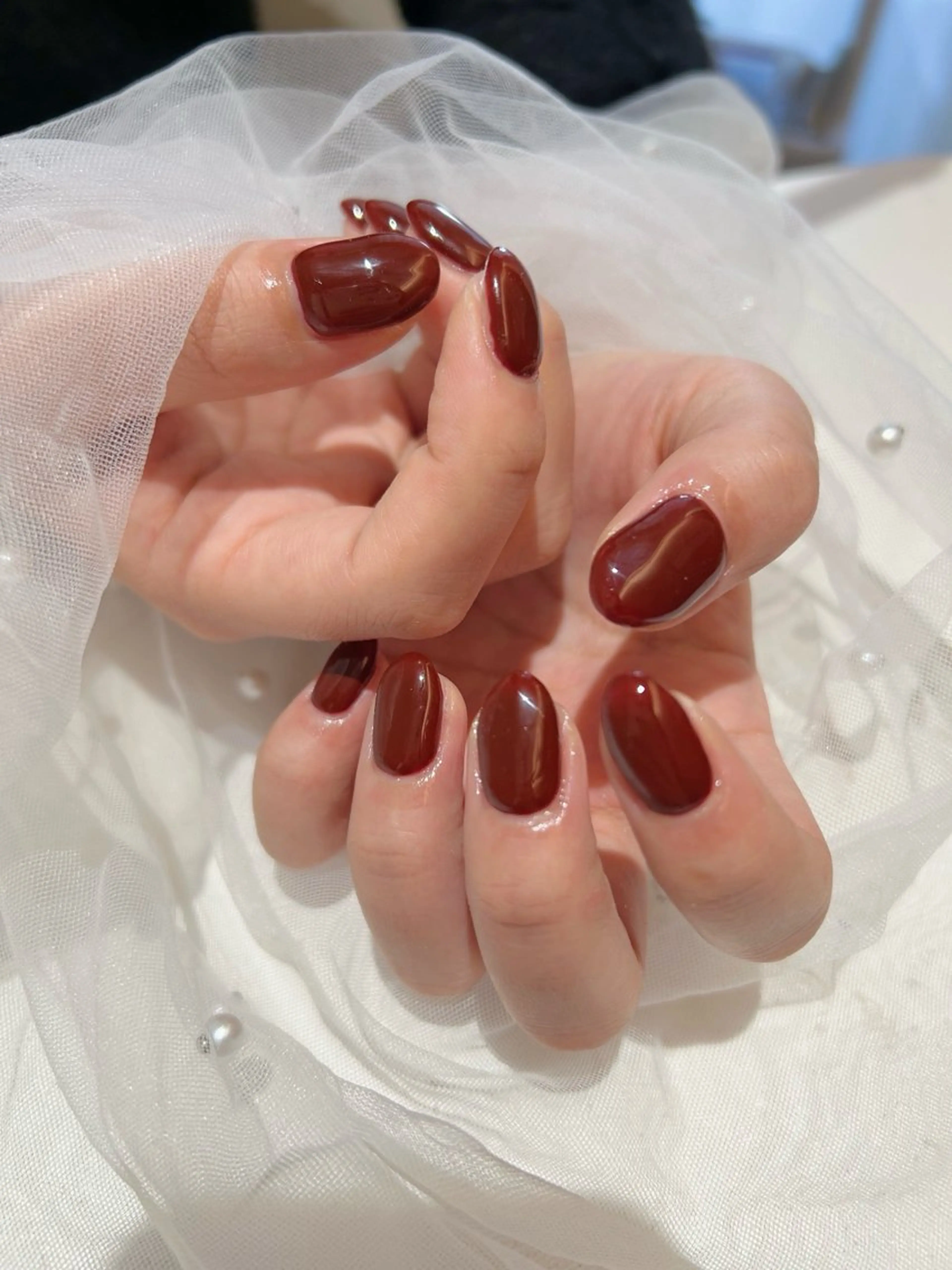 ネイル ボルドー ハンドネイル マグネット/心斎橋 LoLo.カレラのネイルデザイン