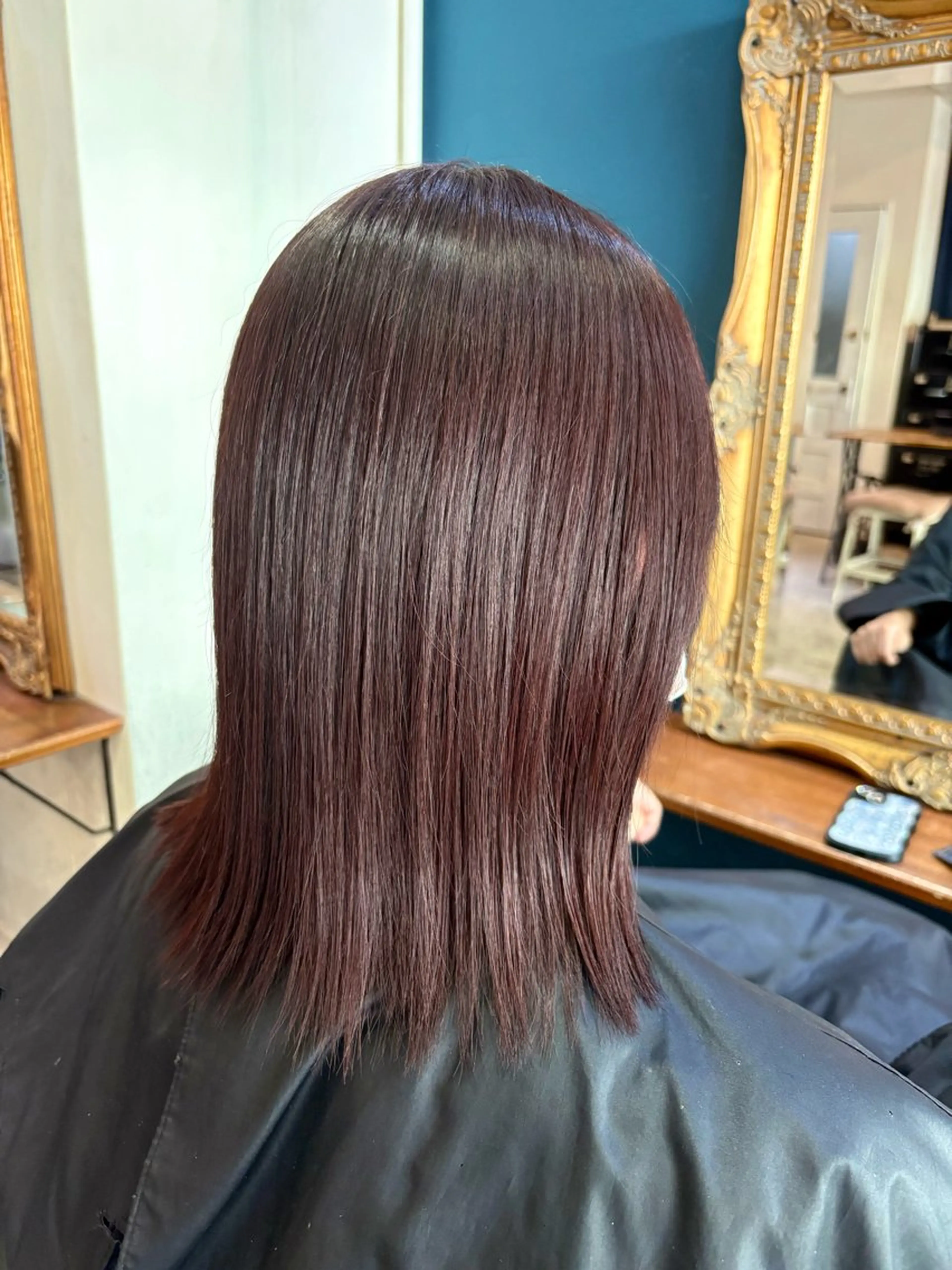 ミディアム カラー ヘアアレンジ ボルドーカラー ケアカラー カット ヘアカラー トリートメント 山崎 澪 レイヤーカット/大宮のヘアスタイル