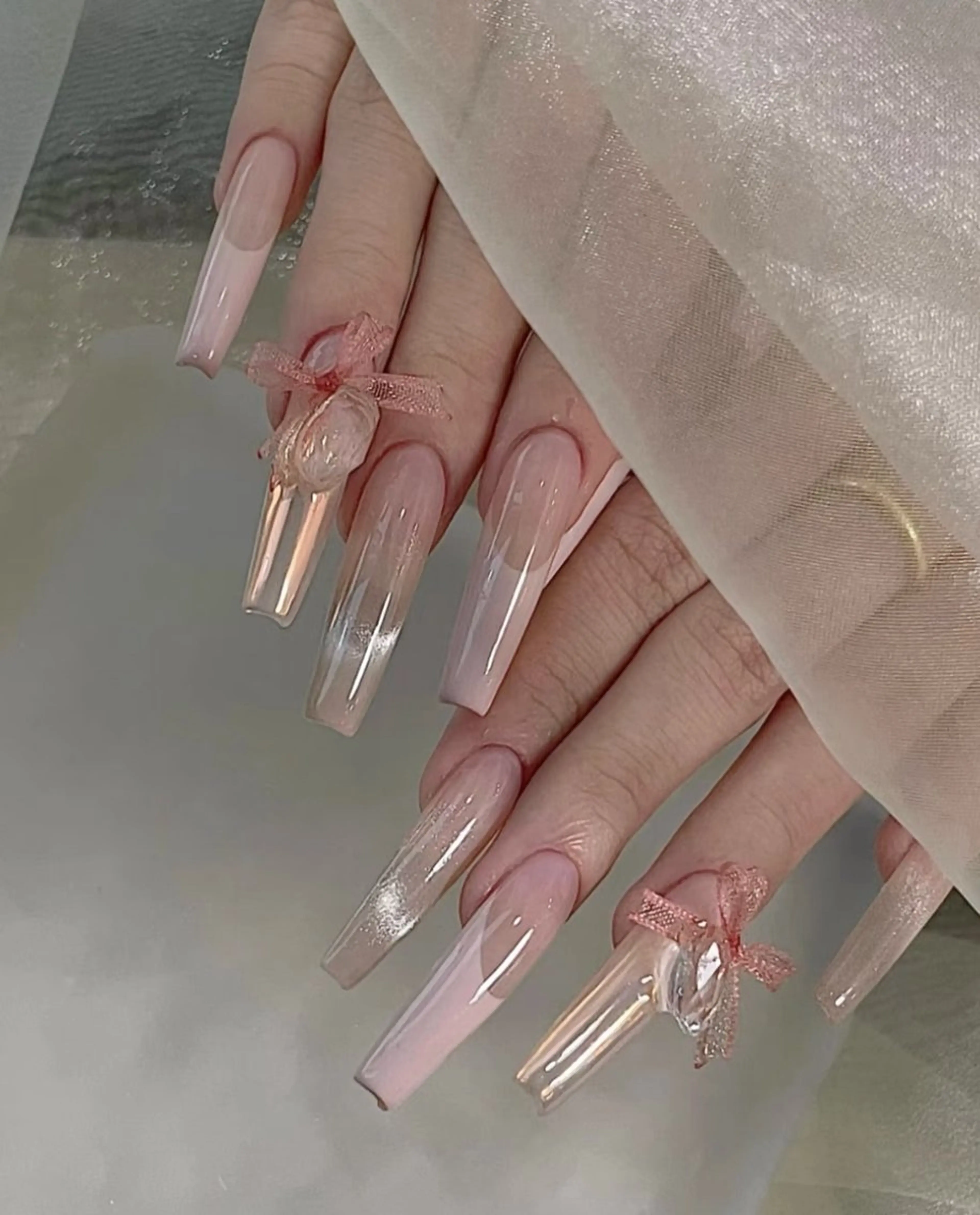 ネイル オーロラネイル 成人式 フットネイル フレンチネイル ジェルネイル ハンドネイル 長さだし専門 ありさのネイルデザイン