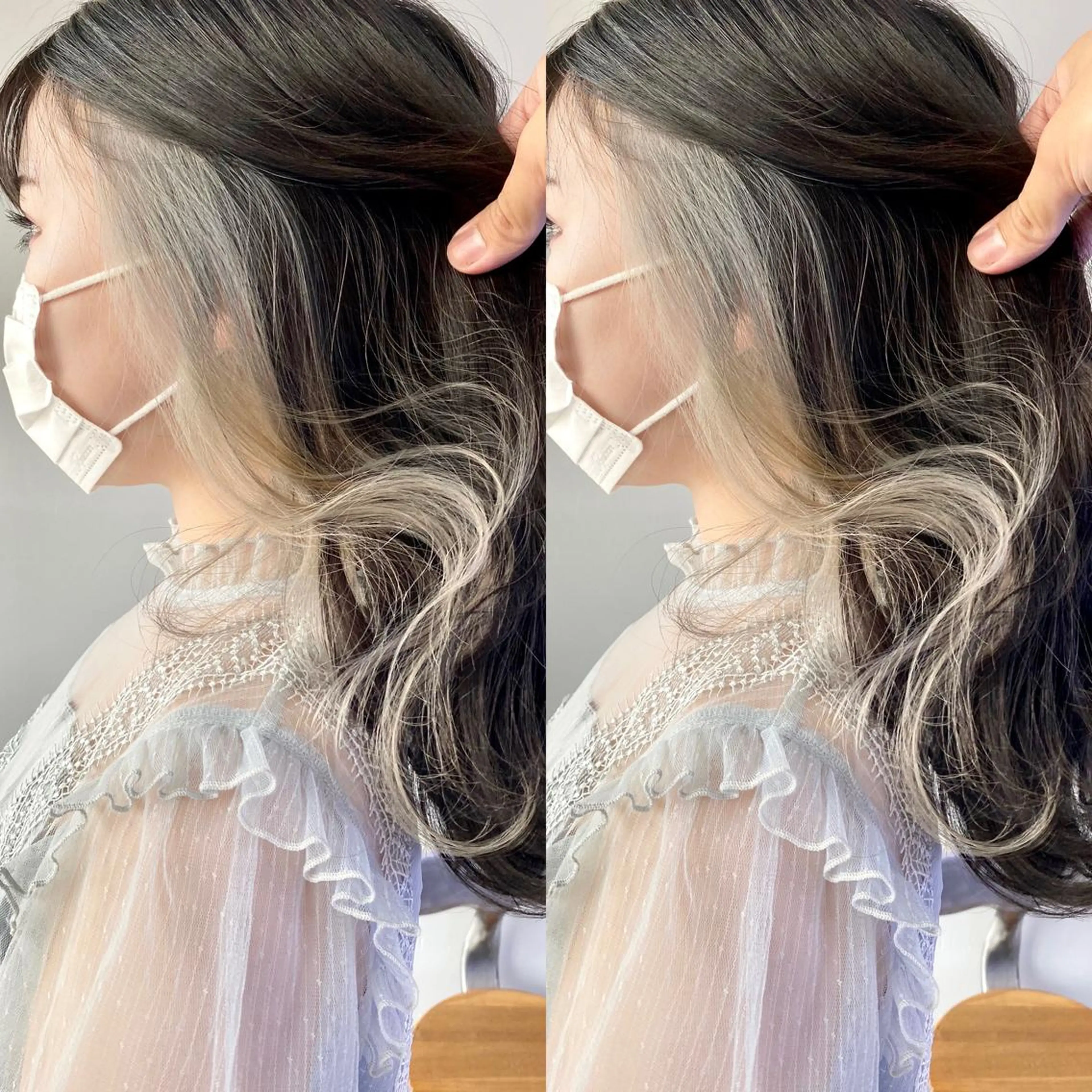 セミロング カラー ヘアアレンジ ベージュカラー ヘアカラー トリートメント 韓国風×透明感カラー 髪質改善オタベシンヤのヘアスタイル
