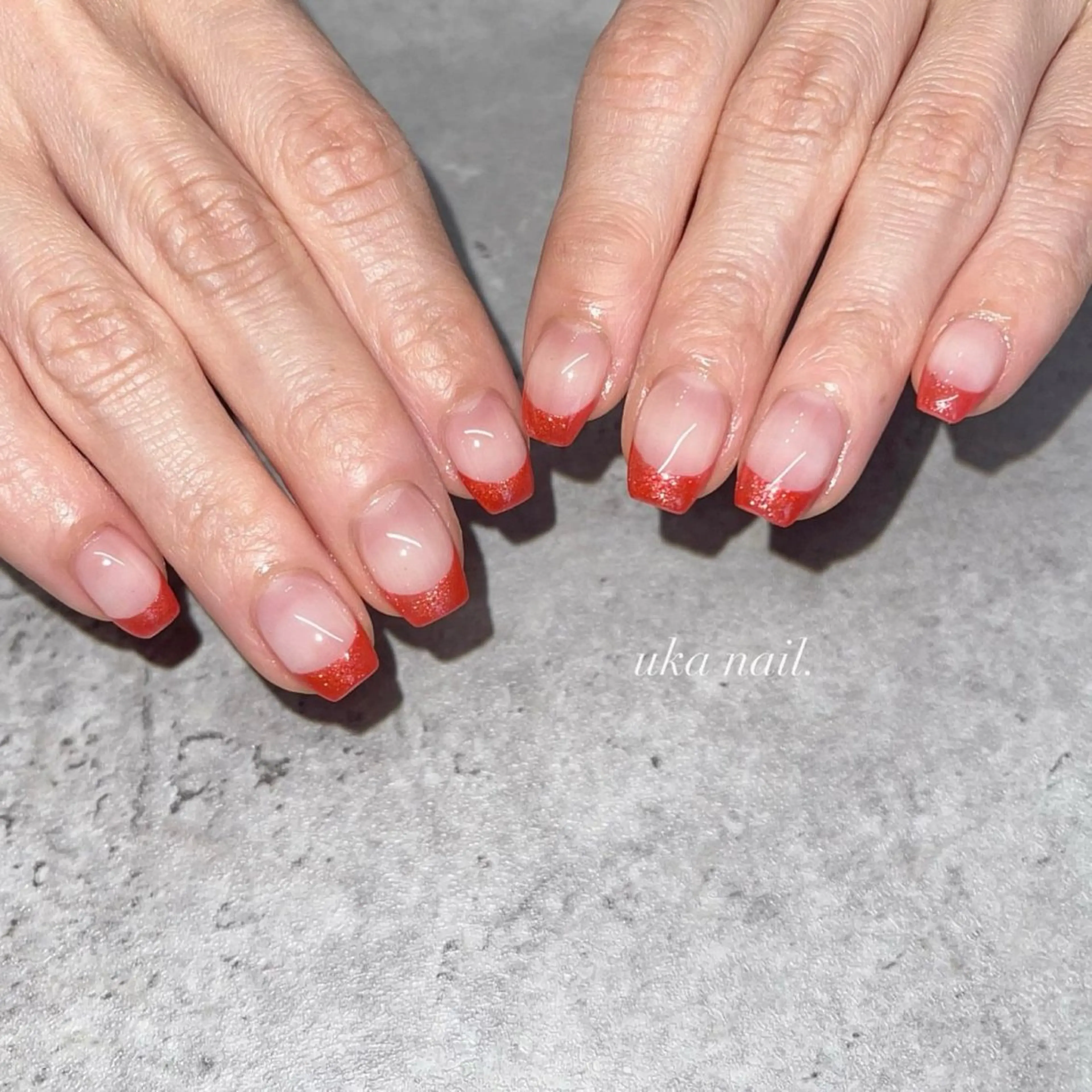 ネイル フレンチネイル ラメ(グリッター) ハンドネイル uka nailのネイルデザイン