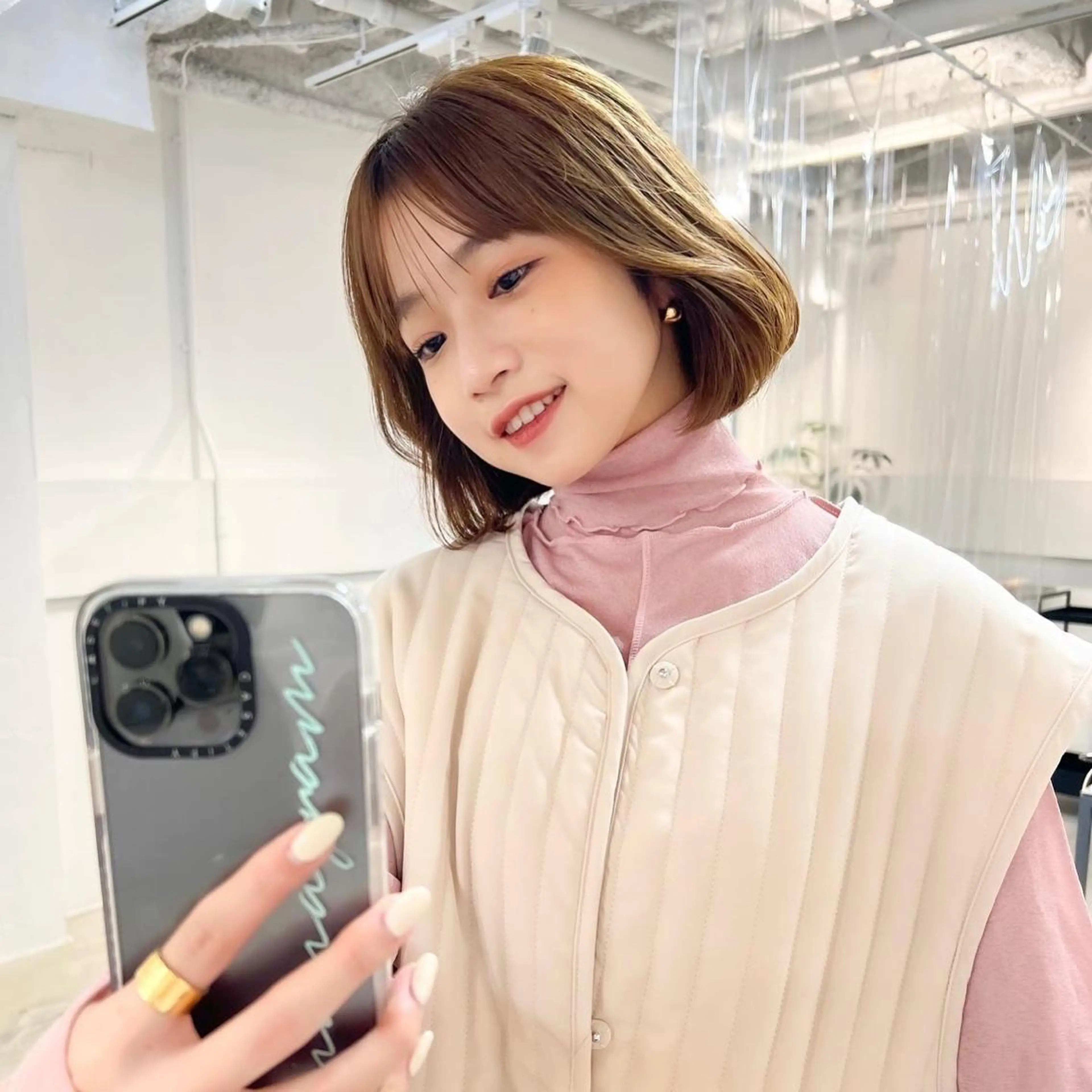 ショート カラー パーマ ボブ 韓国風ヘア レイヤーカットのプロ 大人ヘア宮森貴志のヘアスタイル