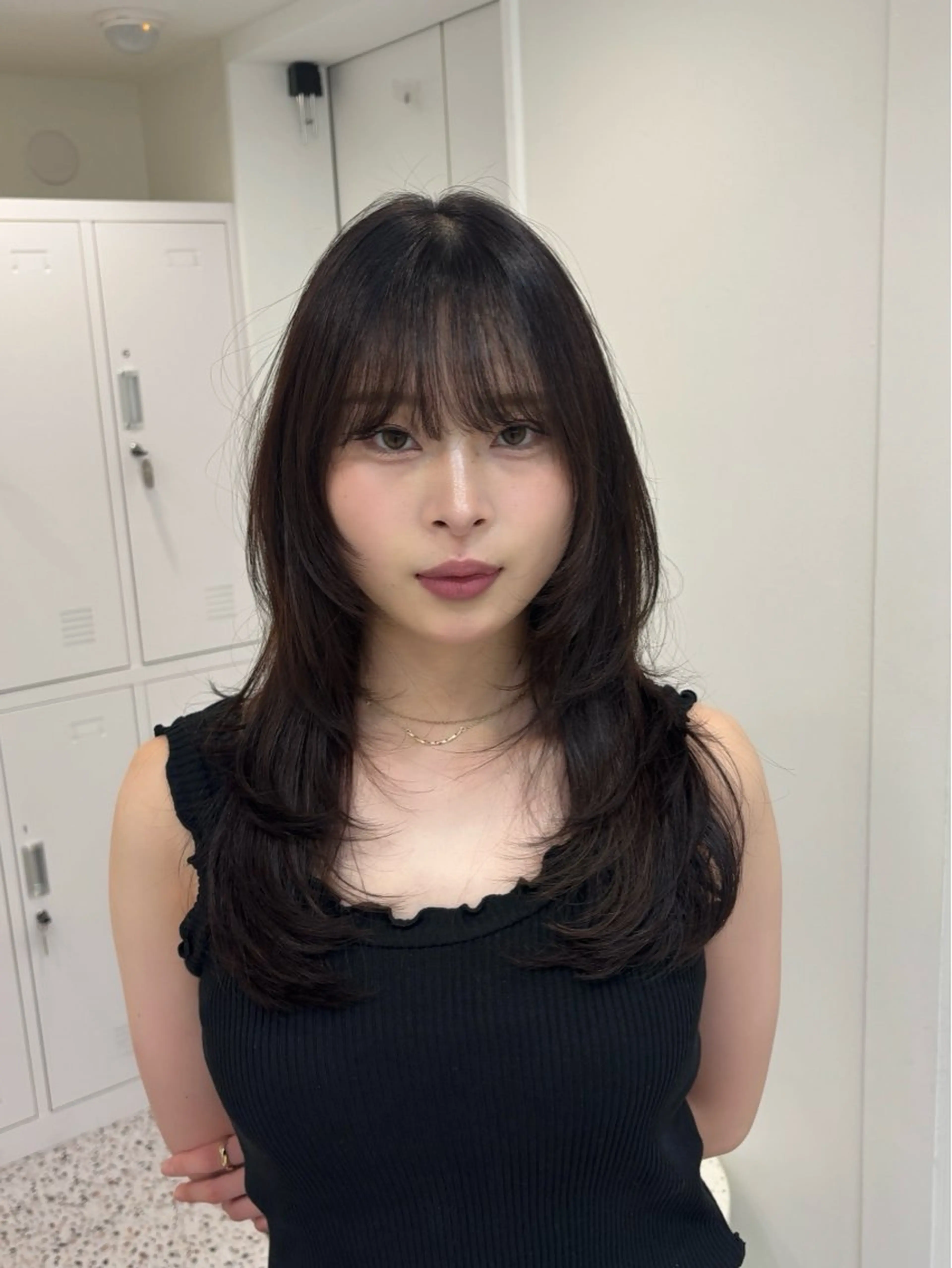 セミロング カラー ハッシュカット 小顔カット カット ヘアカラー トリートメント レイヤーカット×暖色 カラー🎀ASAKAのヘアスタイル