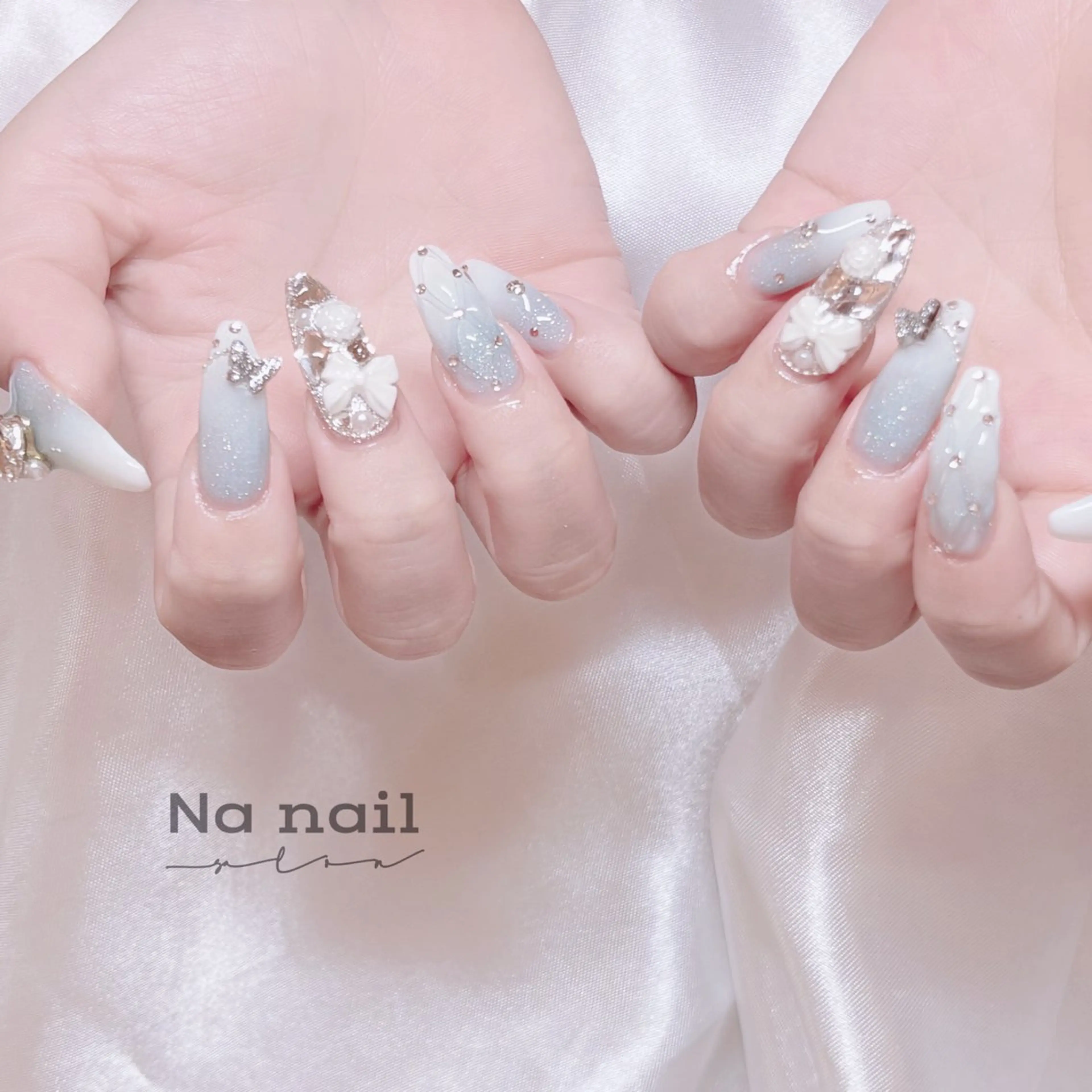 ネイル グラデーション リボン ハンドネイル Anna nailのネイルデザイン