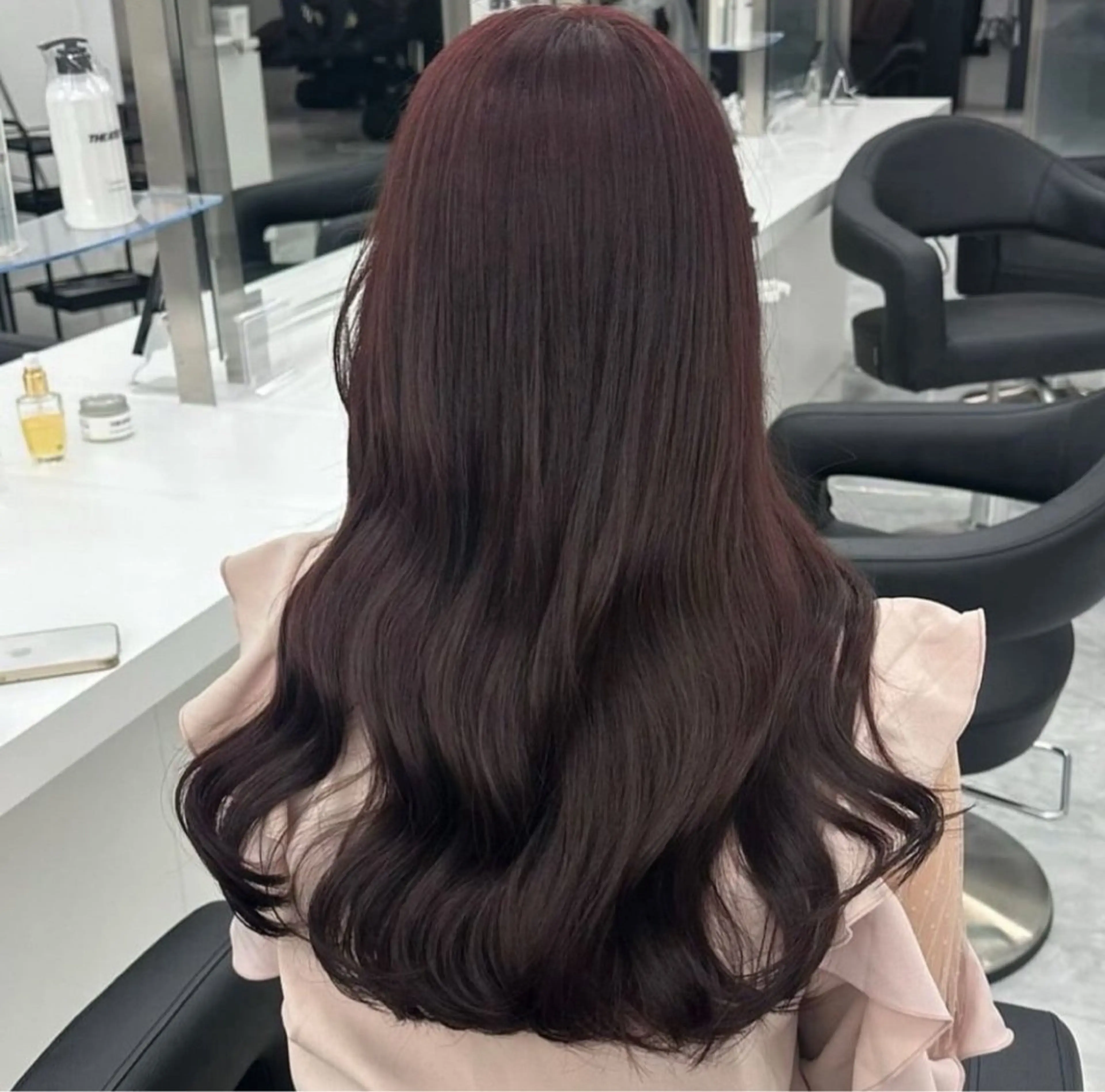 ロング カット ヘアカラー トリートメント 韓国ヘア/ブリーチ無 しWカラー/オリーブのヘアスタイル