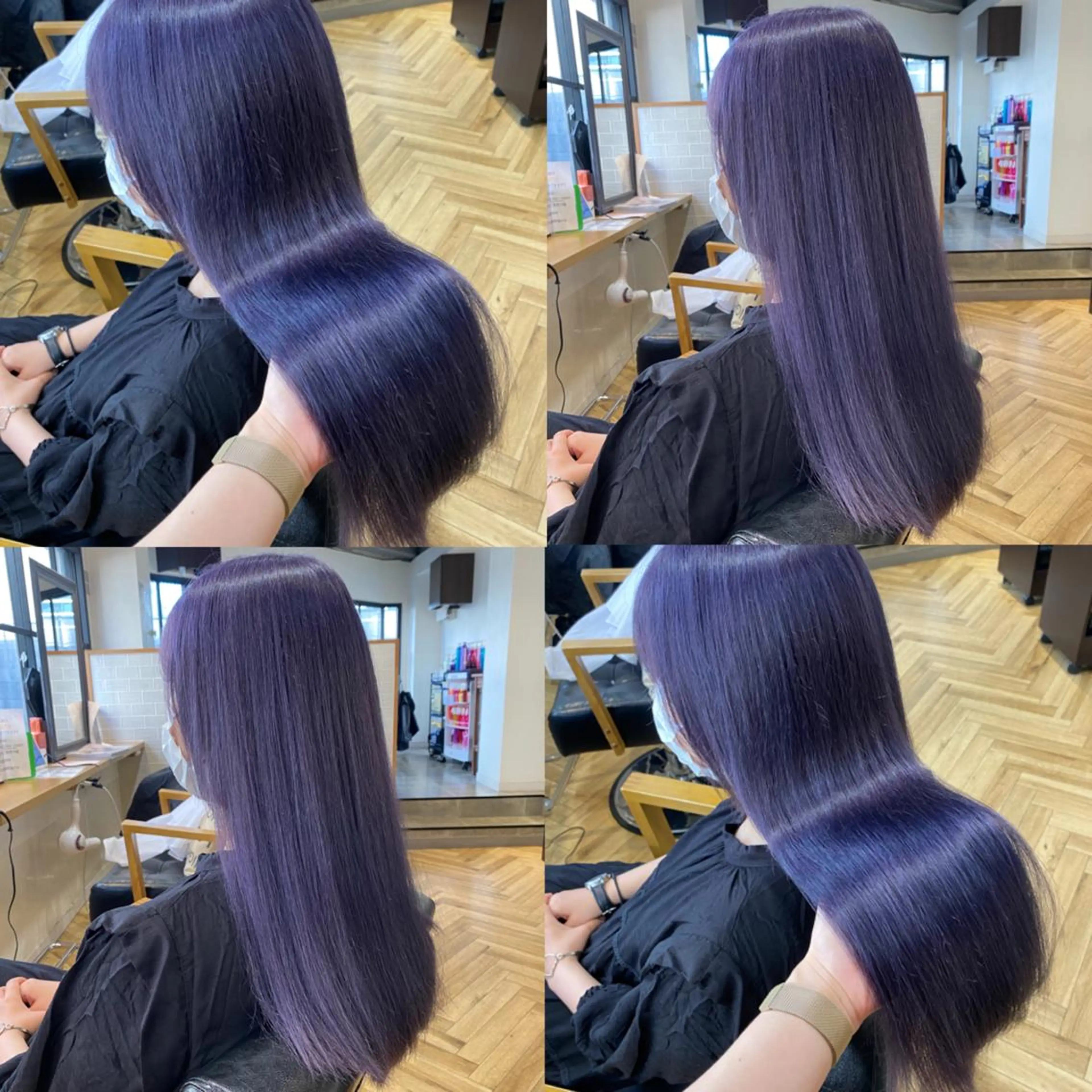 ロング カラー ブルーカラー ブルーラベンダー ラベンダーカラー 艶カラー/韓国顔周り 🎀mamiのヘアスタイル