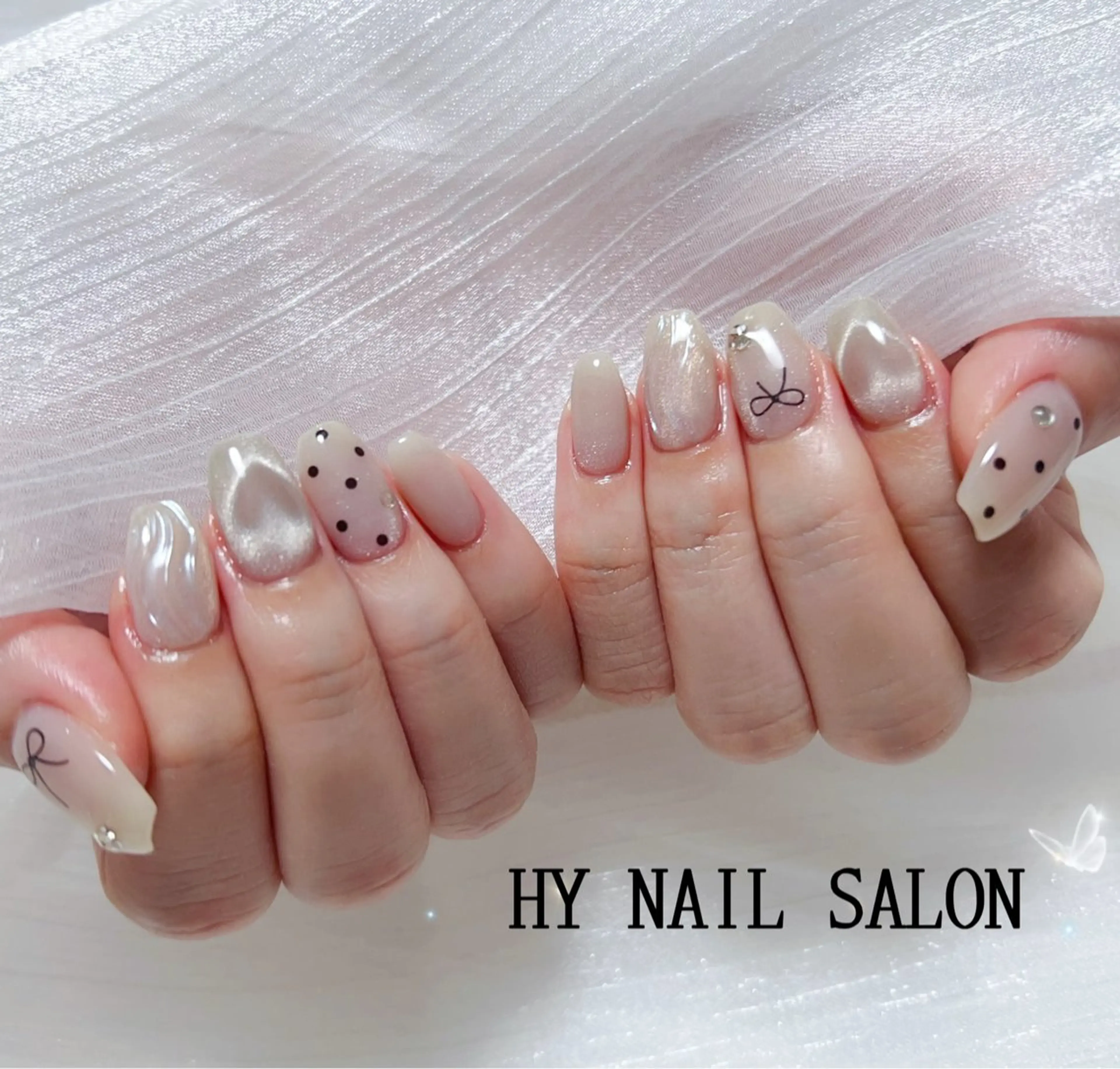 ネイル ハート リボン ハンドネイル HY NAIL SALON所属・HY NAIL SALONのネイルデザイン