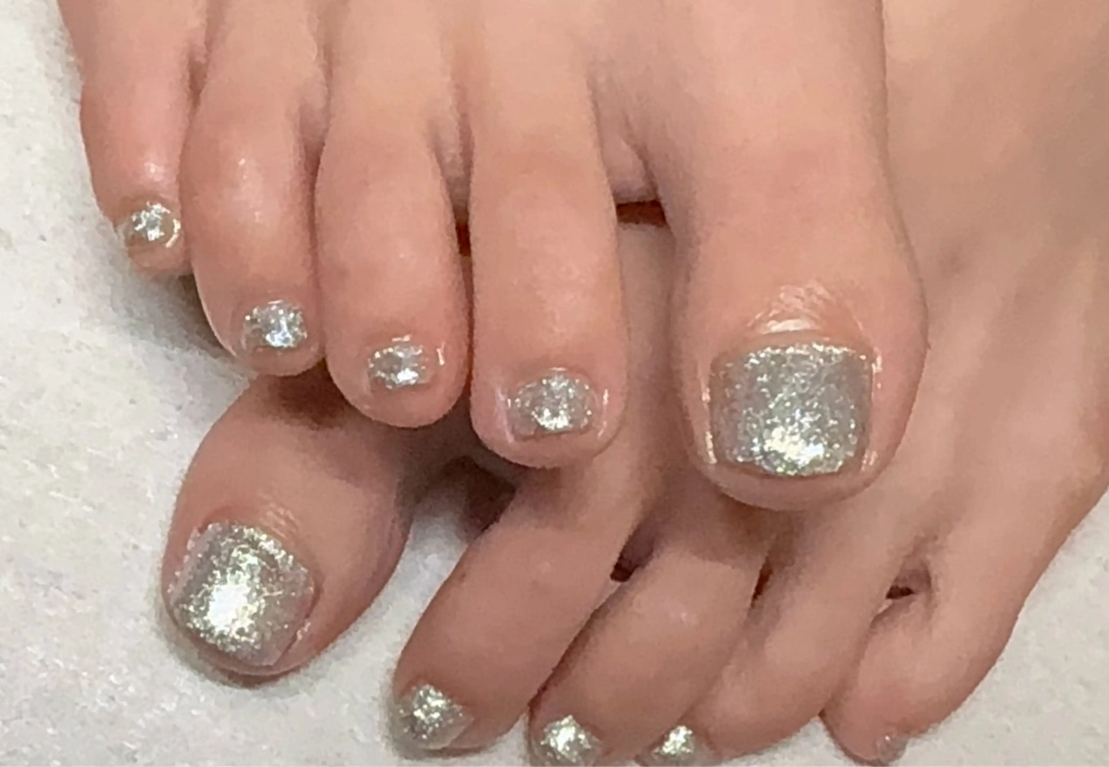 □  オフ込  フットバス付き 🍀フットネイル ワンカラー♪ラメ、フラッシュも選べます🙆🏼‍♀️💓の写真