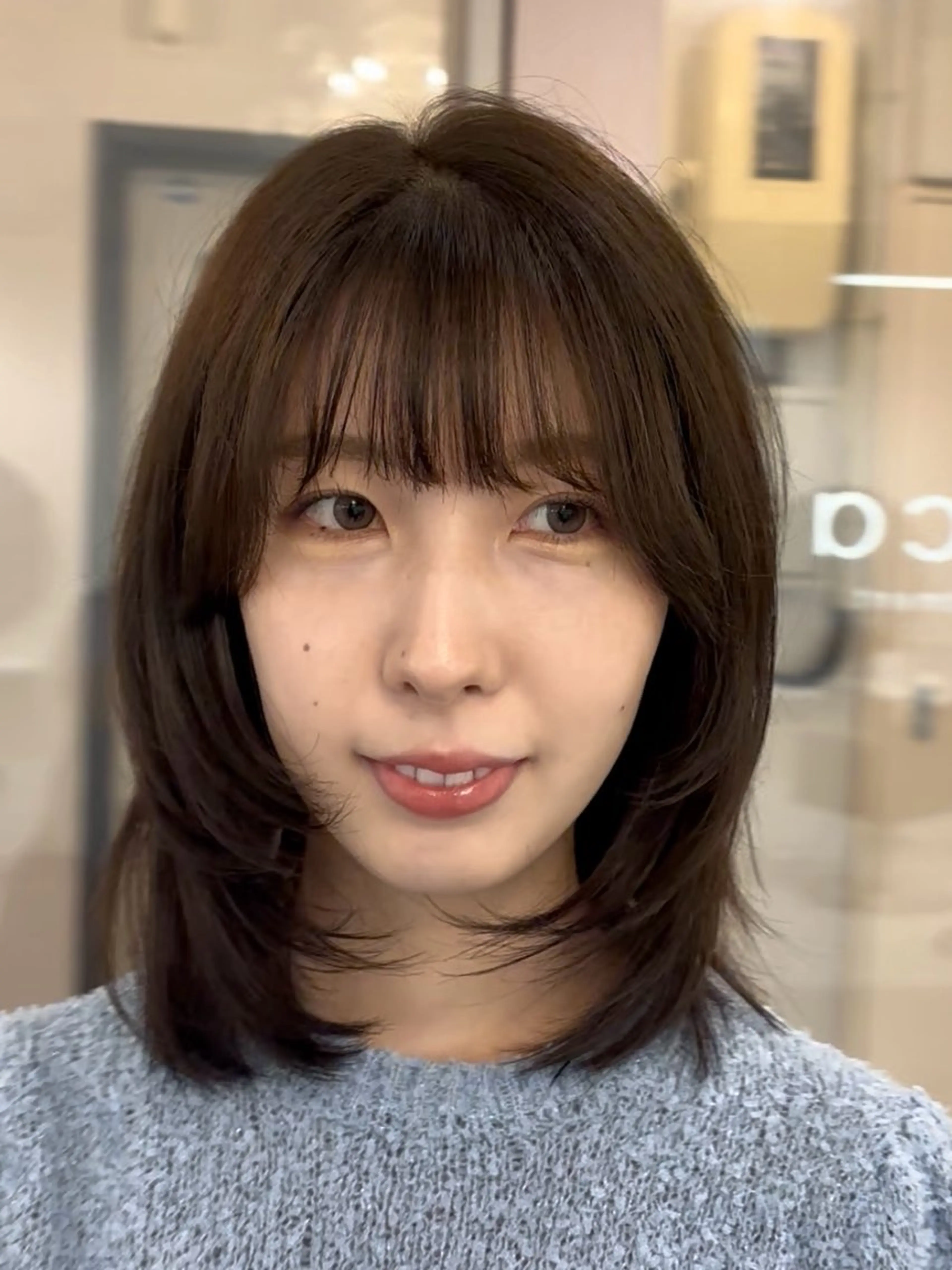 ミディアム カラー カット ヘアカラー トリートメント レイヤーカット🍒韓 国ヘア🍒ひかりのヘアスタイル