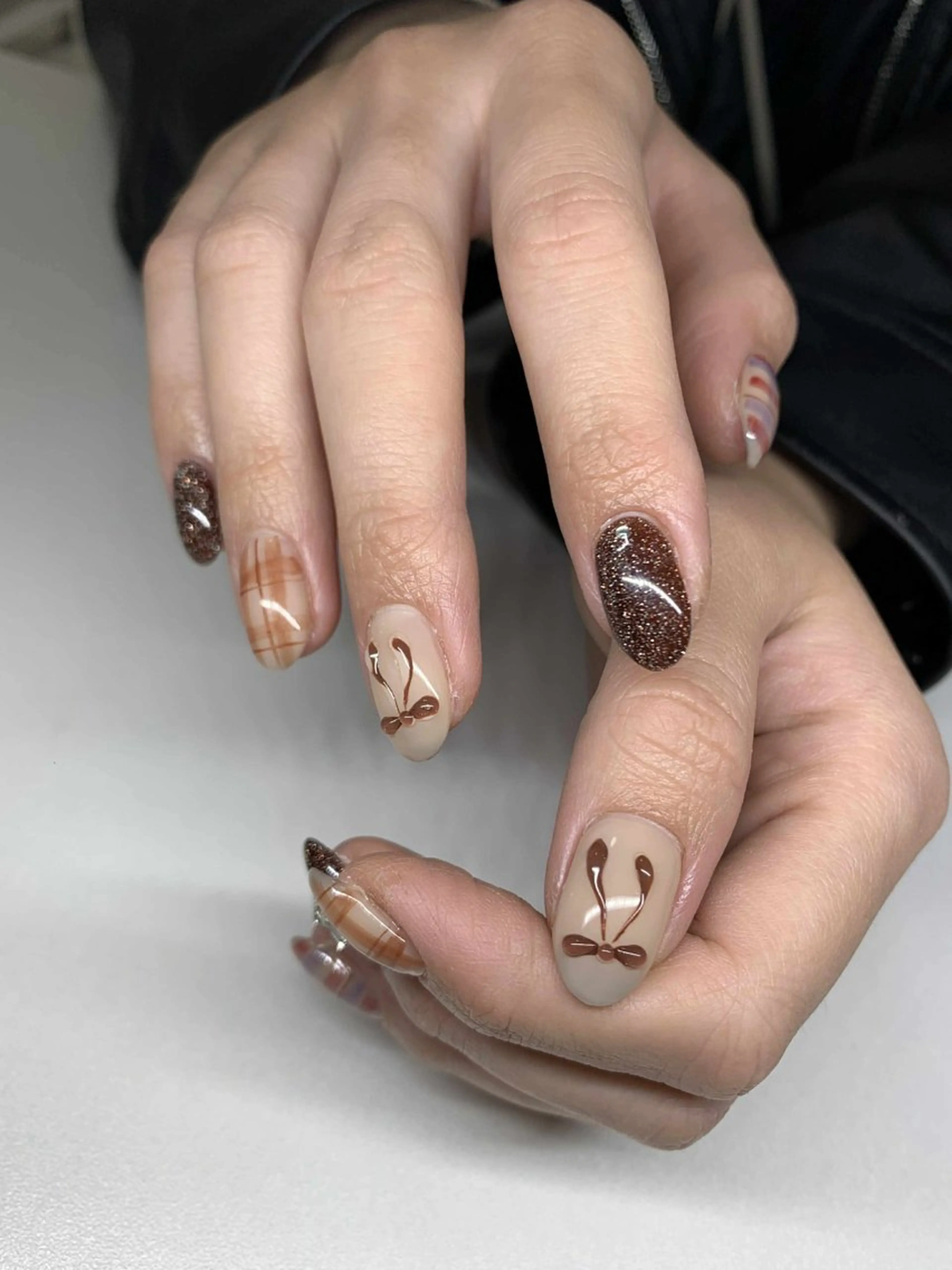 ネイル 韓国ネイル 持ち込み ニュアンスネイル ネイルチップ 冬ネイル RINN ANA.CHUOのネイルデザイン