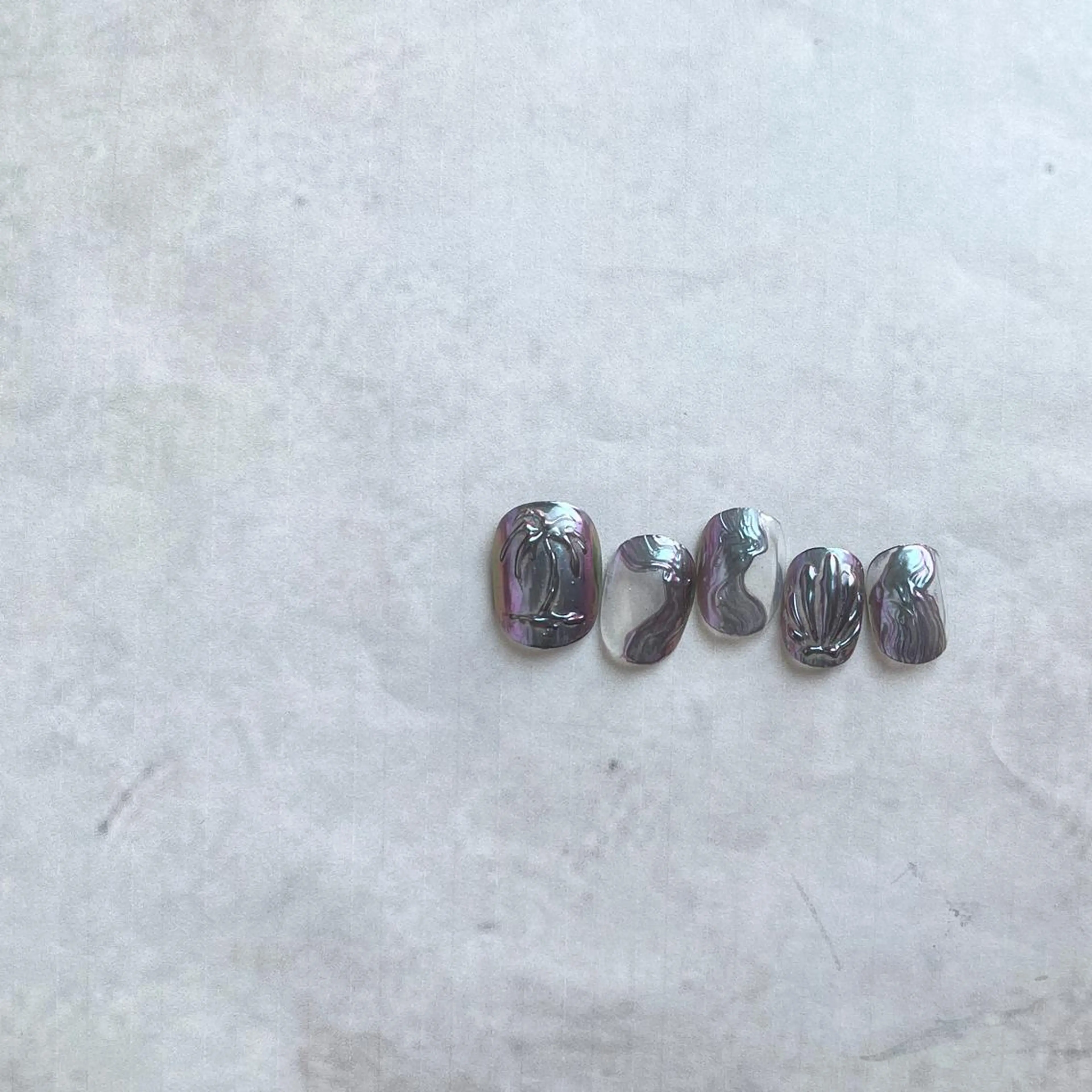 ネイル ブルー ミラーネイル フリーランス¨̮⃝ ネイリストOKADAのネイルデザイン