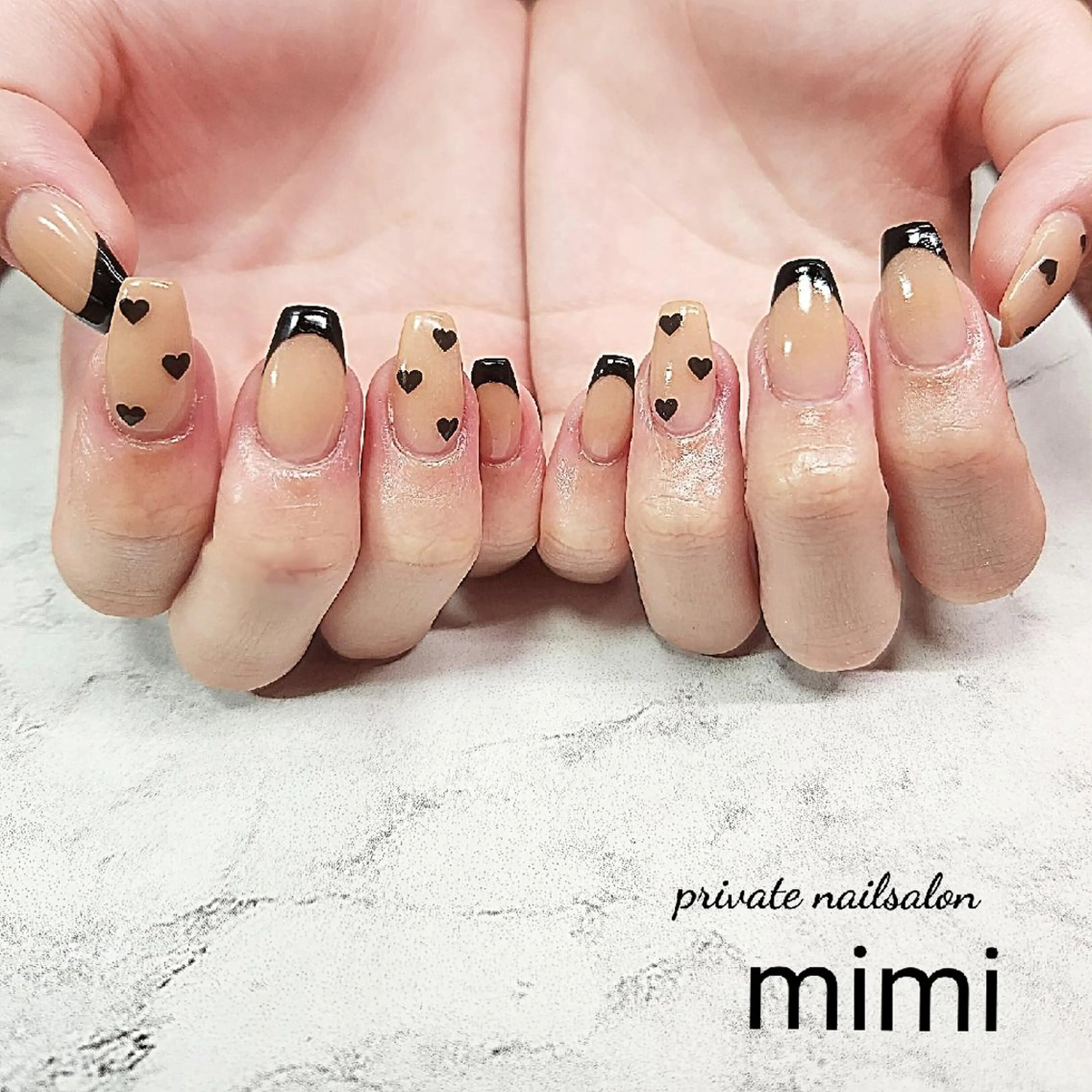 ネイル フレンチネイル ハート ハンドネイル 博多ネイル ｍｉｍｉのネイルデザイン