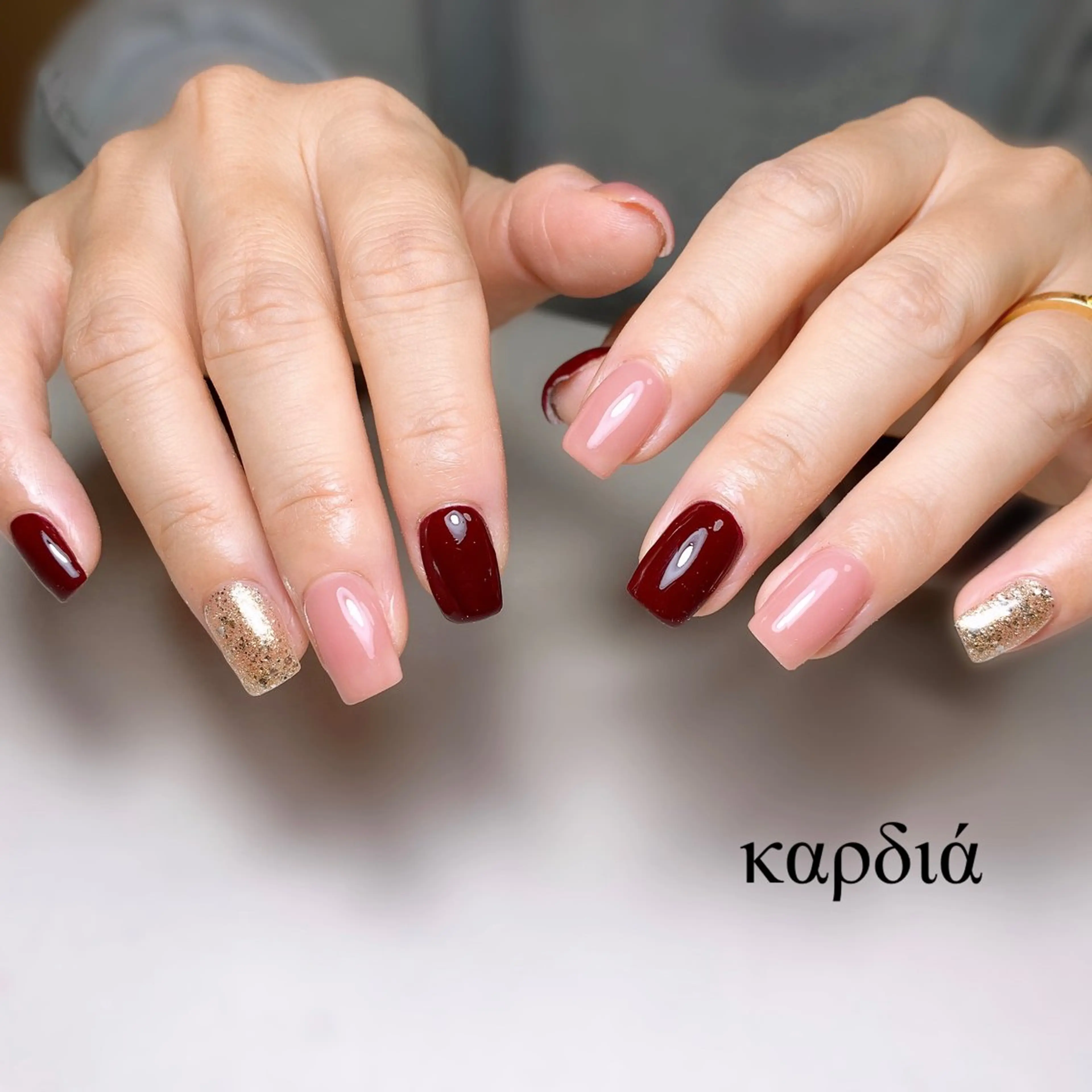 ネイル ハンドネイル καρδιά -ｶﾙﾃﾞｨｱ-のネイルデザイン