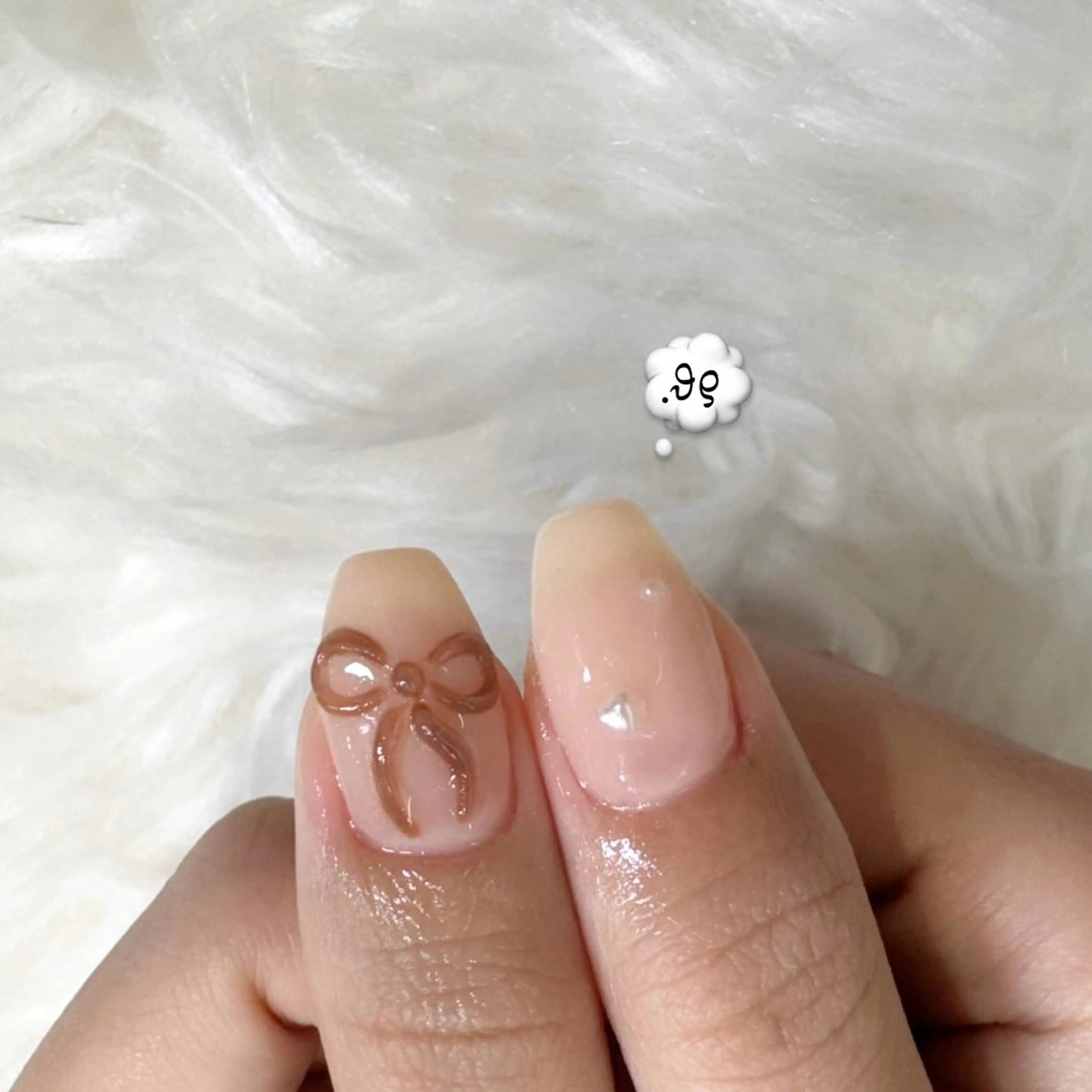 ネイル ぷっくりネイル リボン ハンドネイル ハンドケア Chizuru ☾ ໋のネイルデザイン