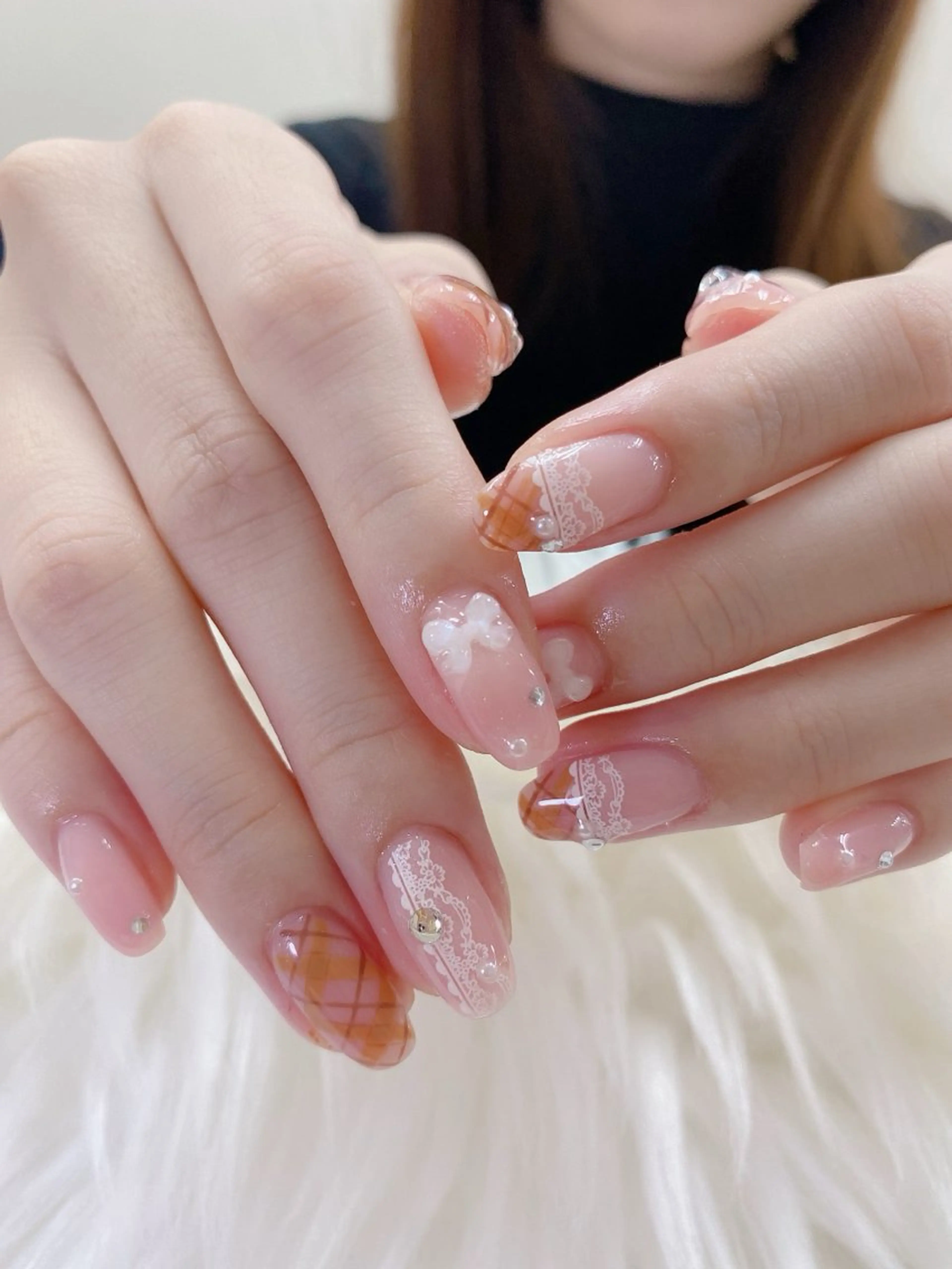 ネイル 成人式 フレンチネイル グラデーション 韓国ネイル マグネットネイル ハンドネイル Squeen Nailのネイルデザイン