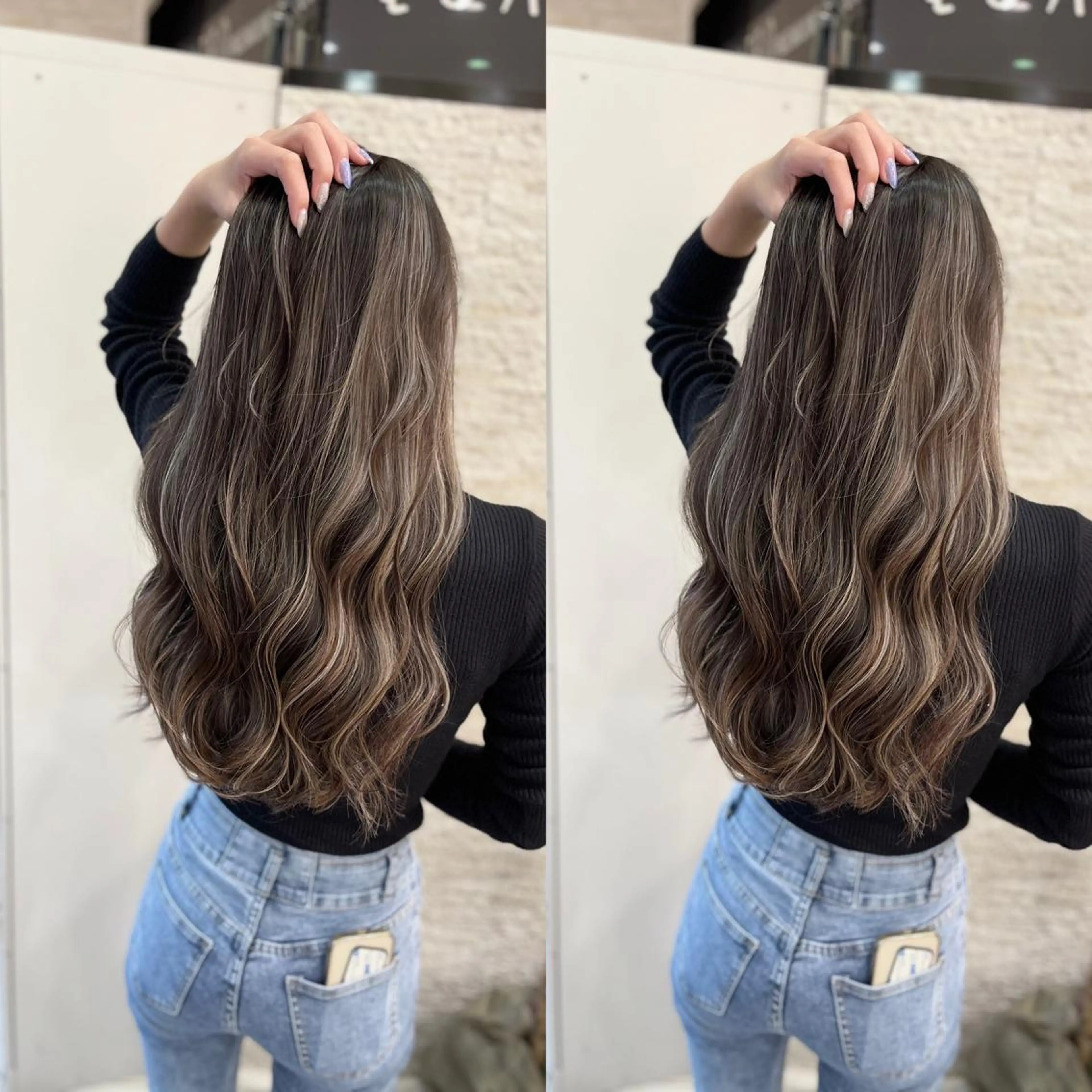 ロング ヘアカラー トリートメント Y Uのヘアスタイル