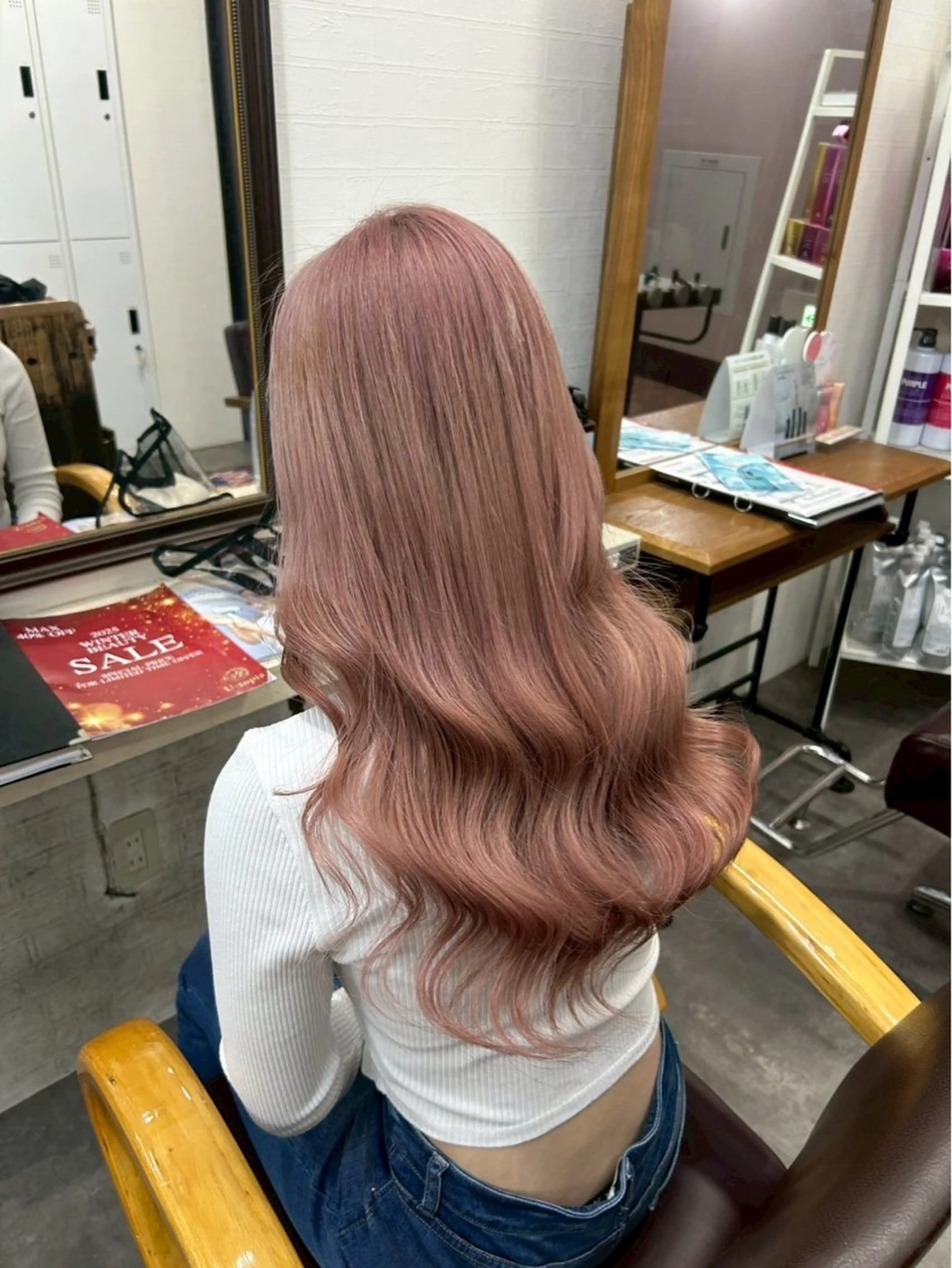 ロング カラー ハイトーンカラー ピンクカラー ヘアカラー トリートメント U-topia 🌺井出萌菜🌺のヘアスタイル
