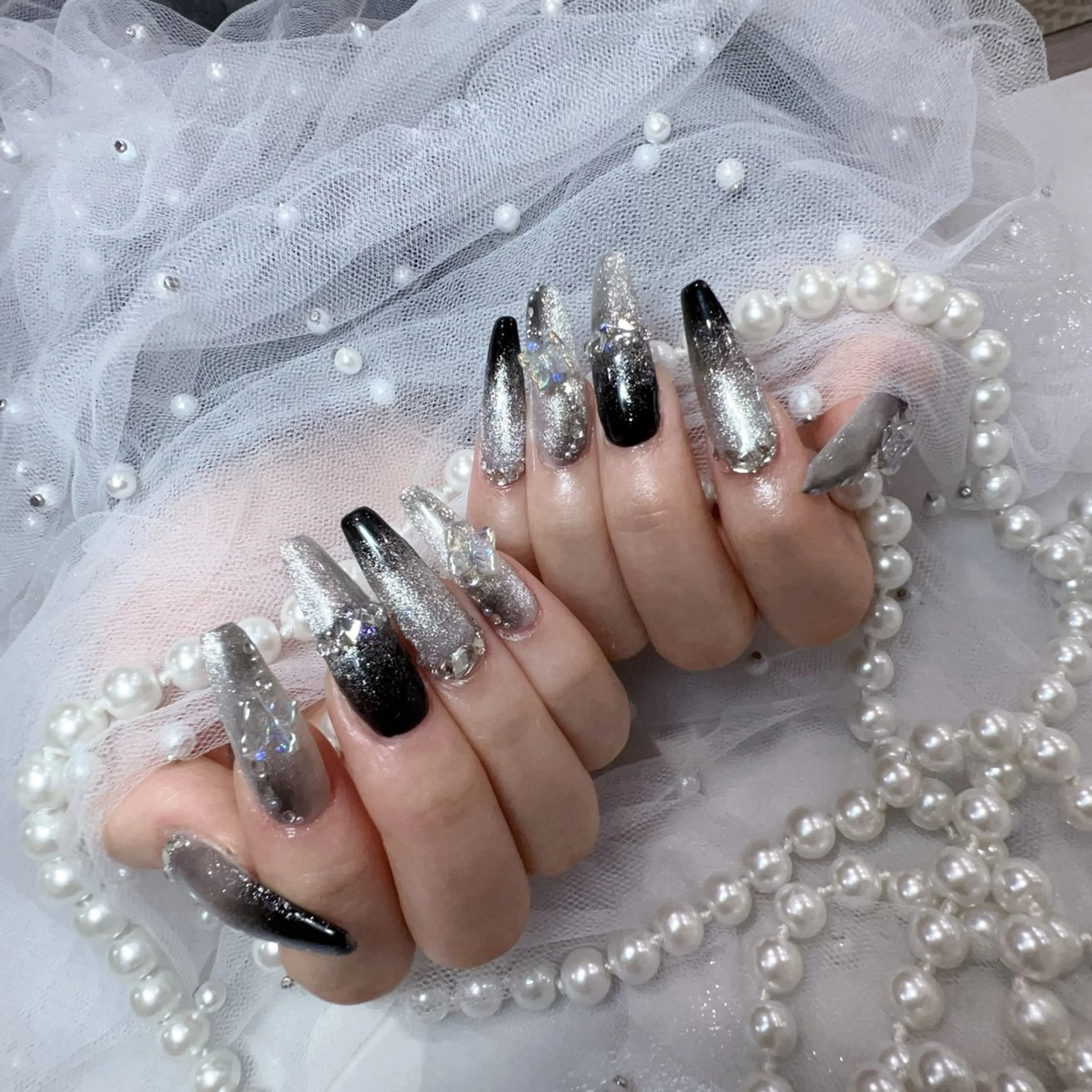 ネイル アートネイル フラッシュネイル フレンチネイル ジェルネイル ガラスフレンチ You&Me Yukiのネイルデザイン