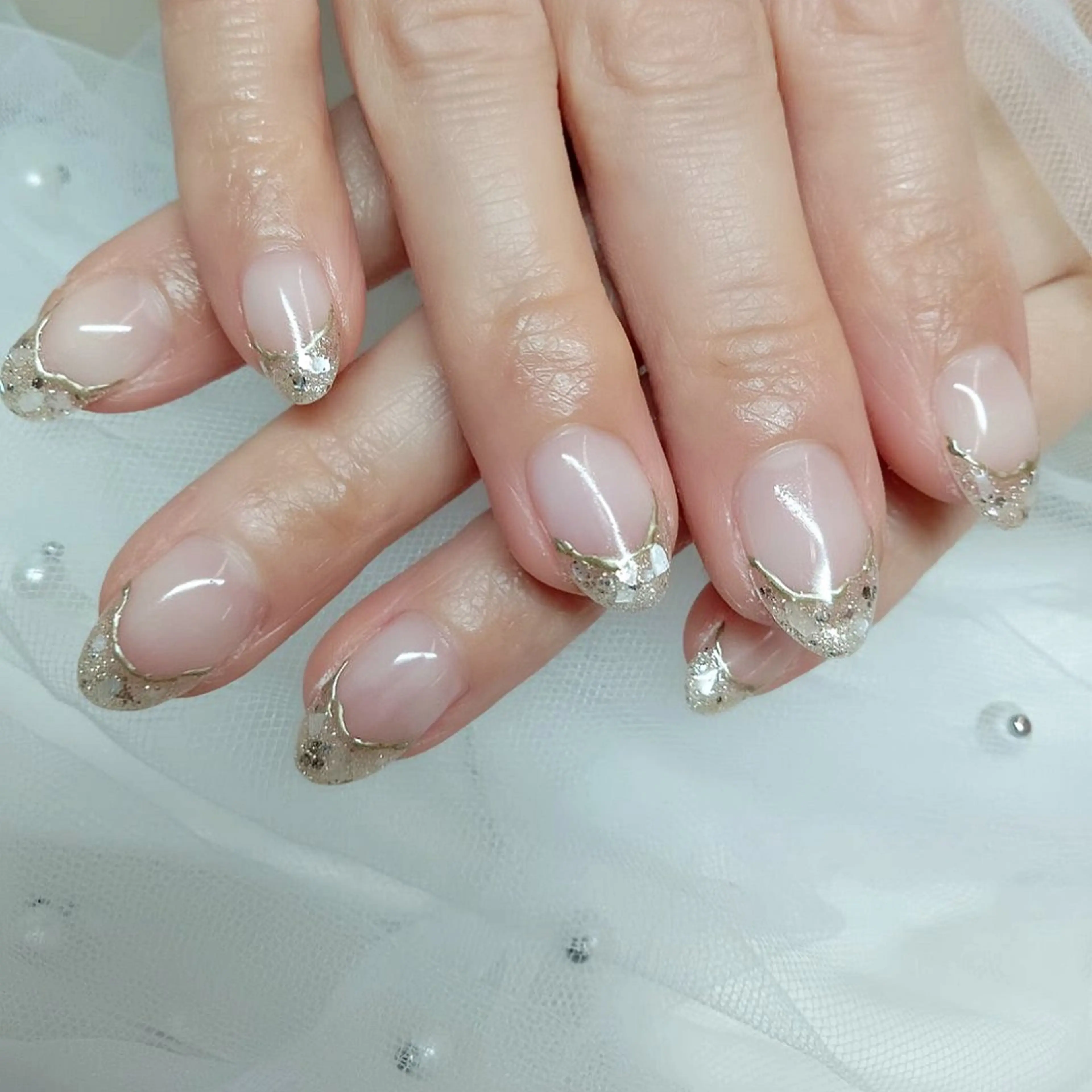 ご新規さま限定💎指先煌めくガラスフレンチネイル✨オフ込みの写真