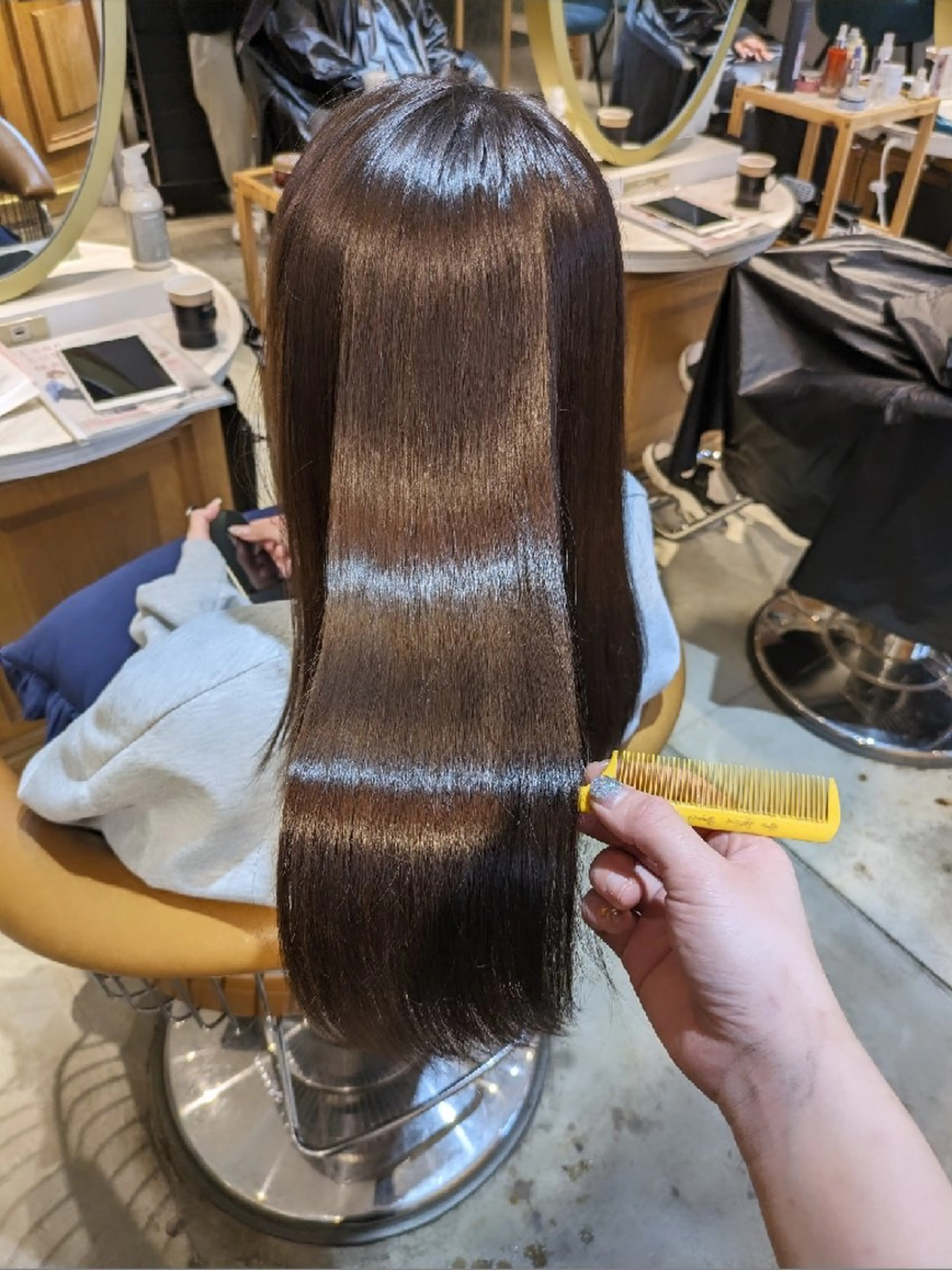 ロング カット ヘアカラー 縮毛矯正 トリートメント 縮毛矯正/レイヤー 💎やまもとちひろのヘアスタイル