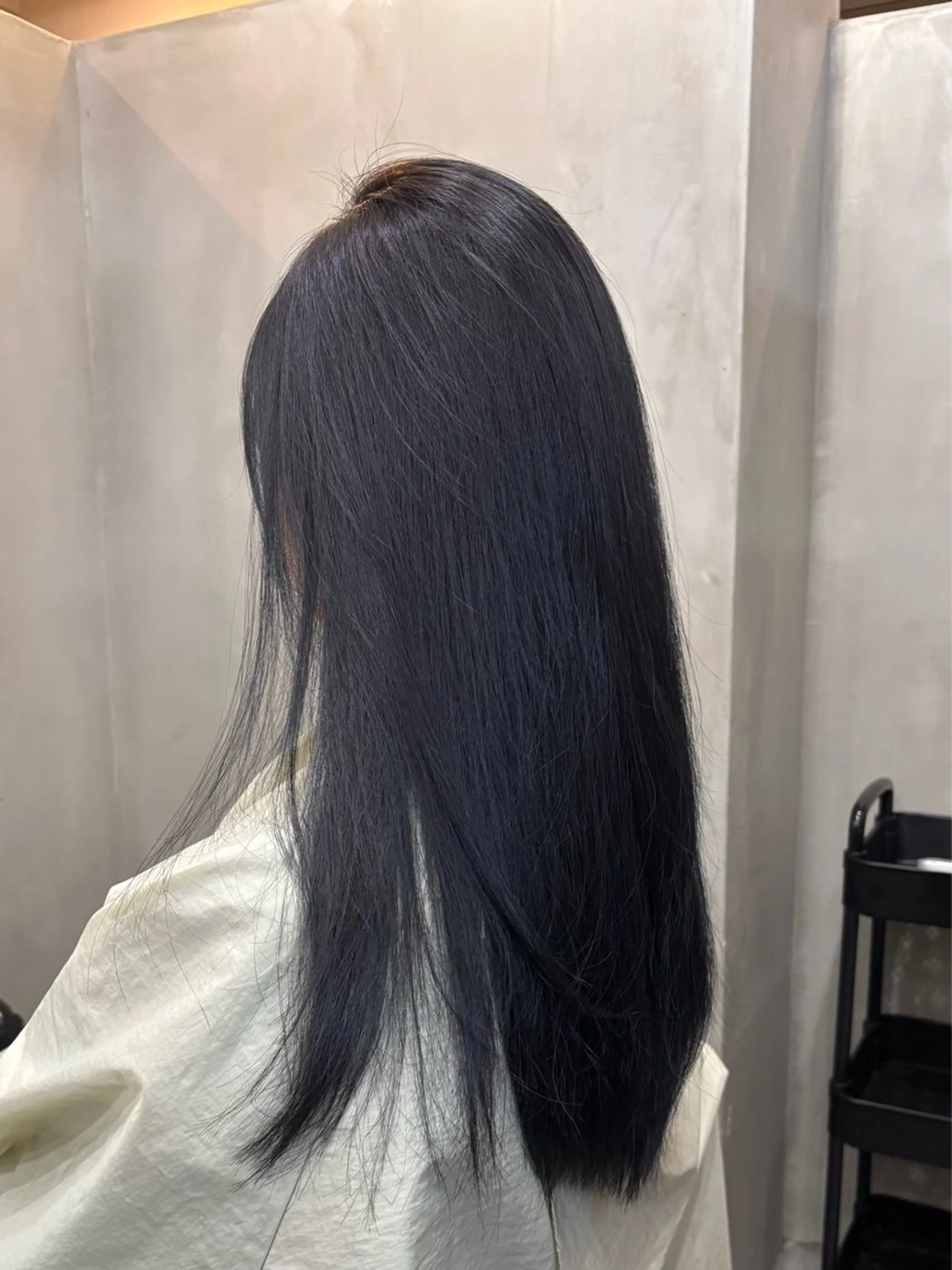 セミロング カラー 黒髪 ブリーチ ブルーカラー ブルーブラック ヘアカラー VOYAGE所属・中園 康のヘアスタイル