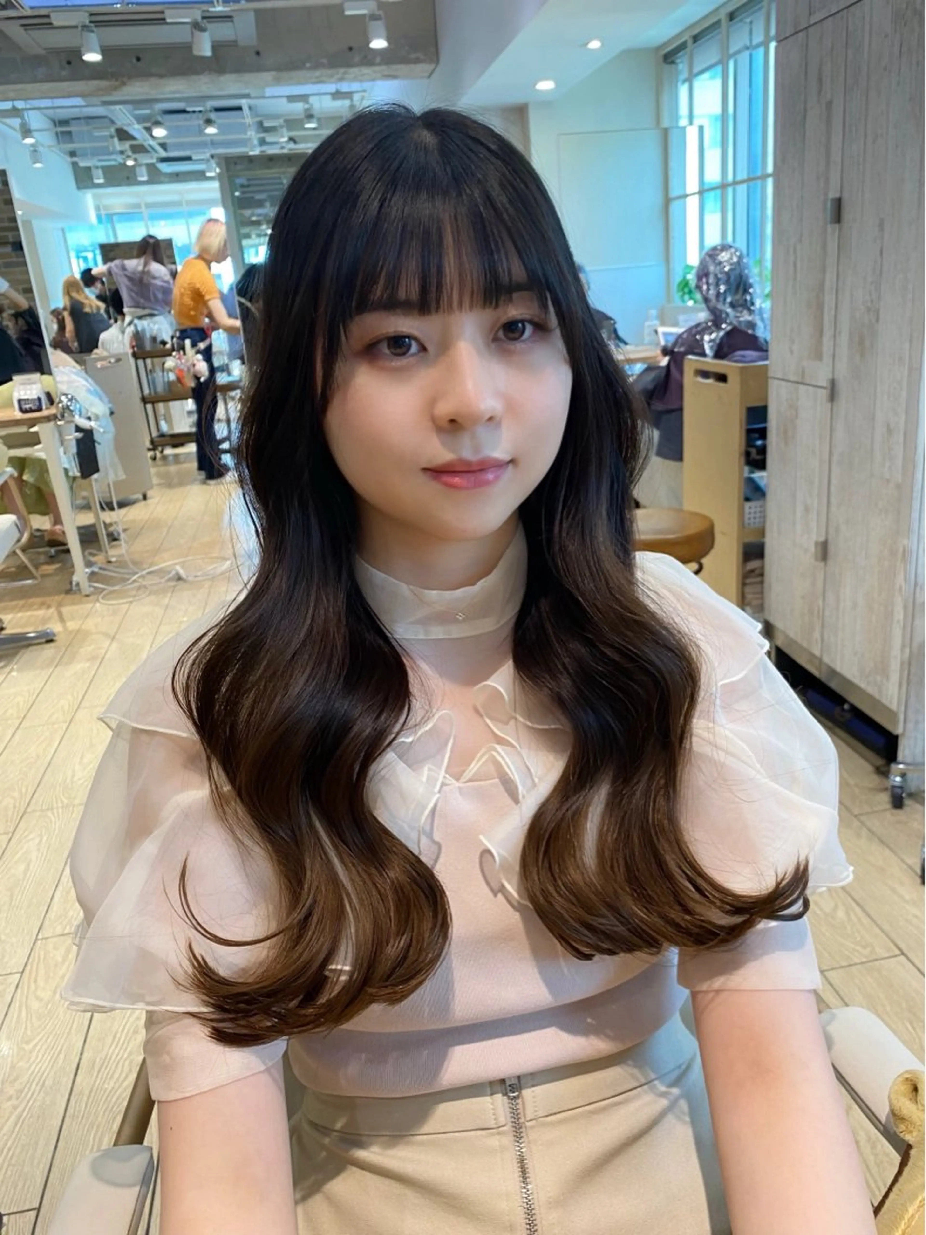 セミロング カラー ヘアアレンジ レイヤーカット カット ヘアカラー トリートメント RIHO/愛されモテ /透明感カラーのヘアスタイル