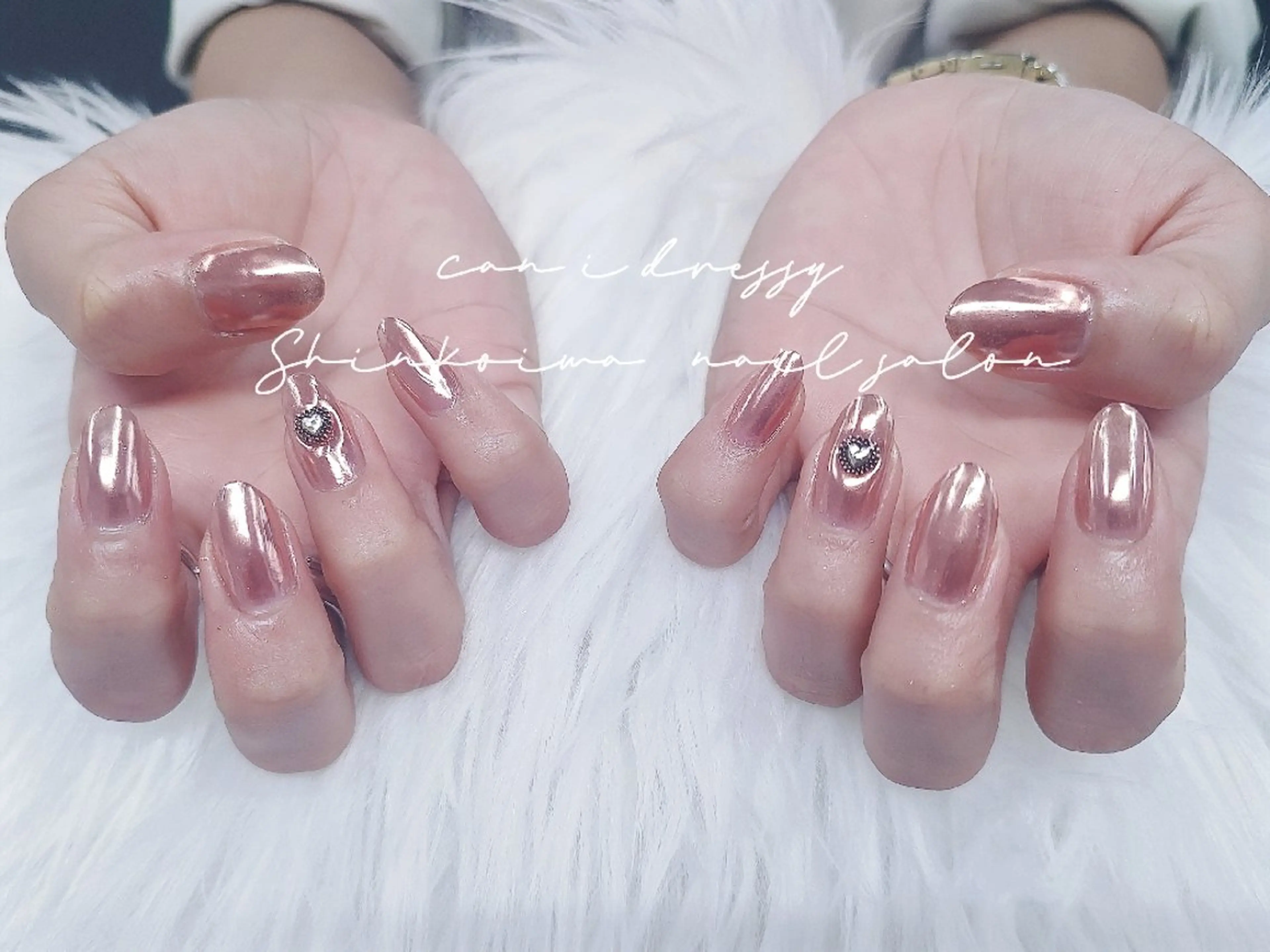 ネイル ミラーネイル ピンク シンプルネイル ハンドネイル キャンアイドレッシー 新小岩のネイルデザイン