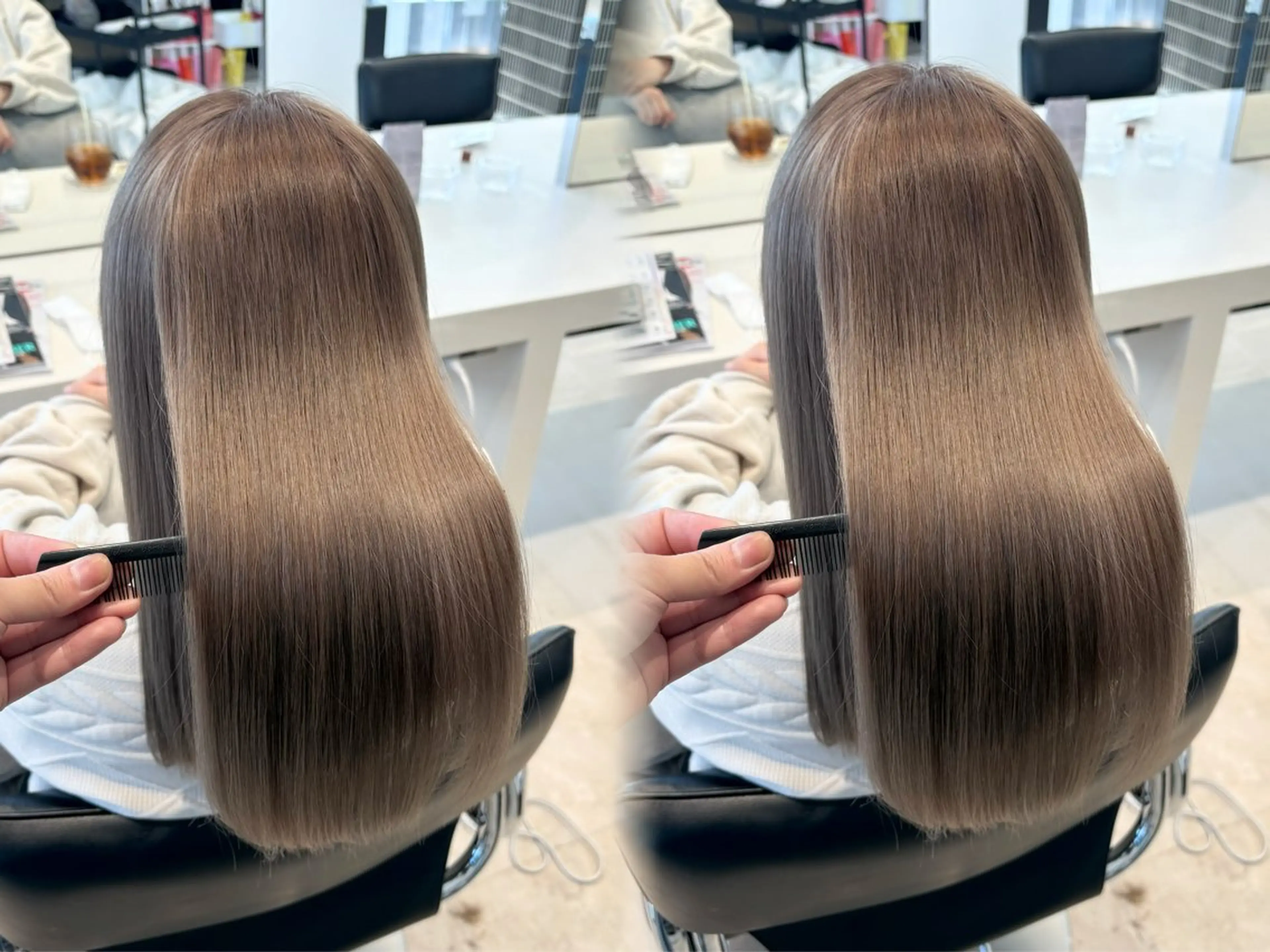 ロング ヘアカラー 縮毛矯正 トリートメント メンズバレイヤージュ 斉藤春のヘアスタイル