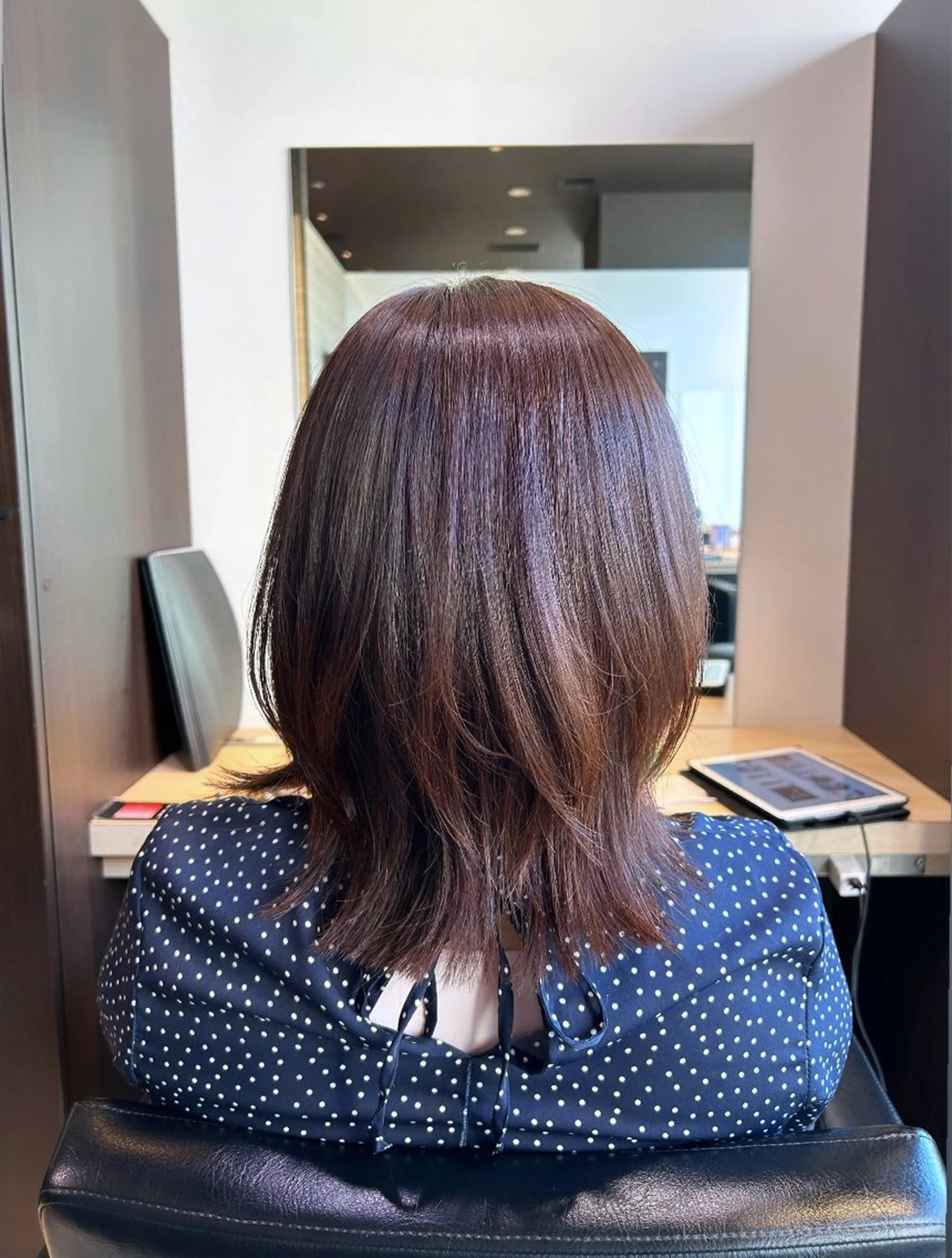 ミディアム カラー ベージュカラー ココアベージュ ハイライトカラー ハイライト パーマモデル募集中 瀬在紗也香のヘアスタイル
