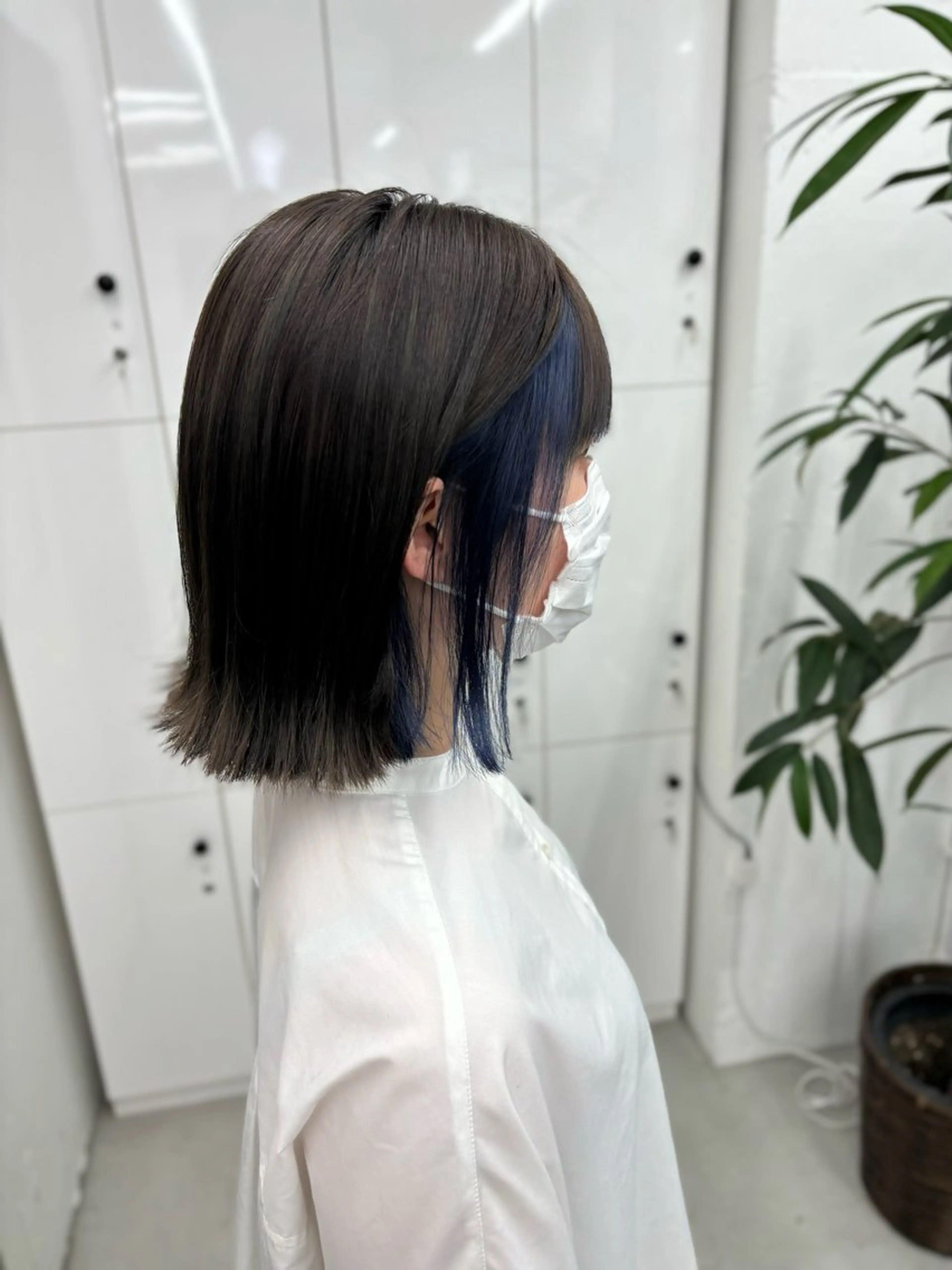 ミディアム カラー ミストバング ブリーチ ブルーカラー 透明感カラー  フェイスフレーミング カット ヘアカラー トリートメント 🐶ひかる🐶 JILLSTUDIOのヘアスタイル